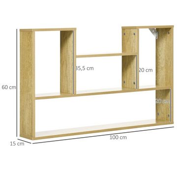 HOMCOM Wandregal Schweberegal mit 5 Fächern, Wandboard 1-tlg., BxLxH: 15x100x60 cm