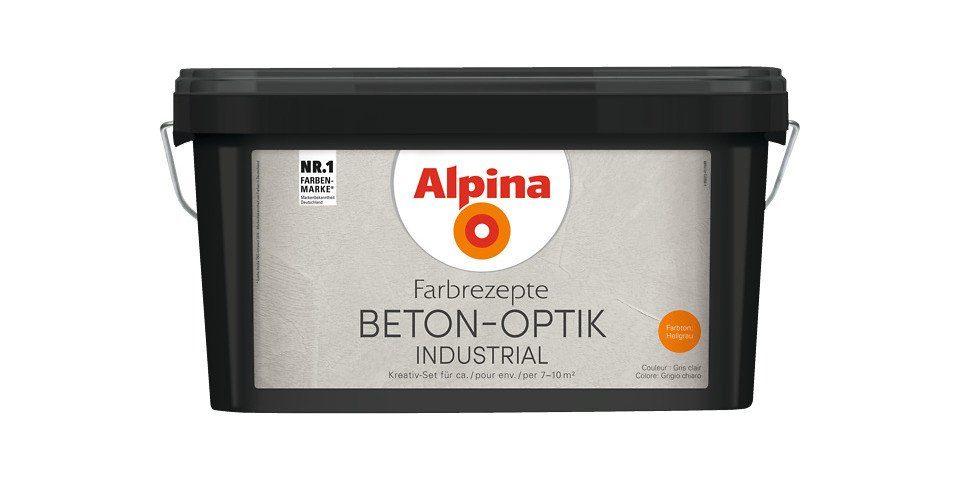 Alpina Strukturpaste Alpina Innenfarbe Beton-Optik 3 L Basis und 1 L