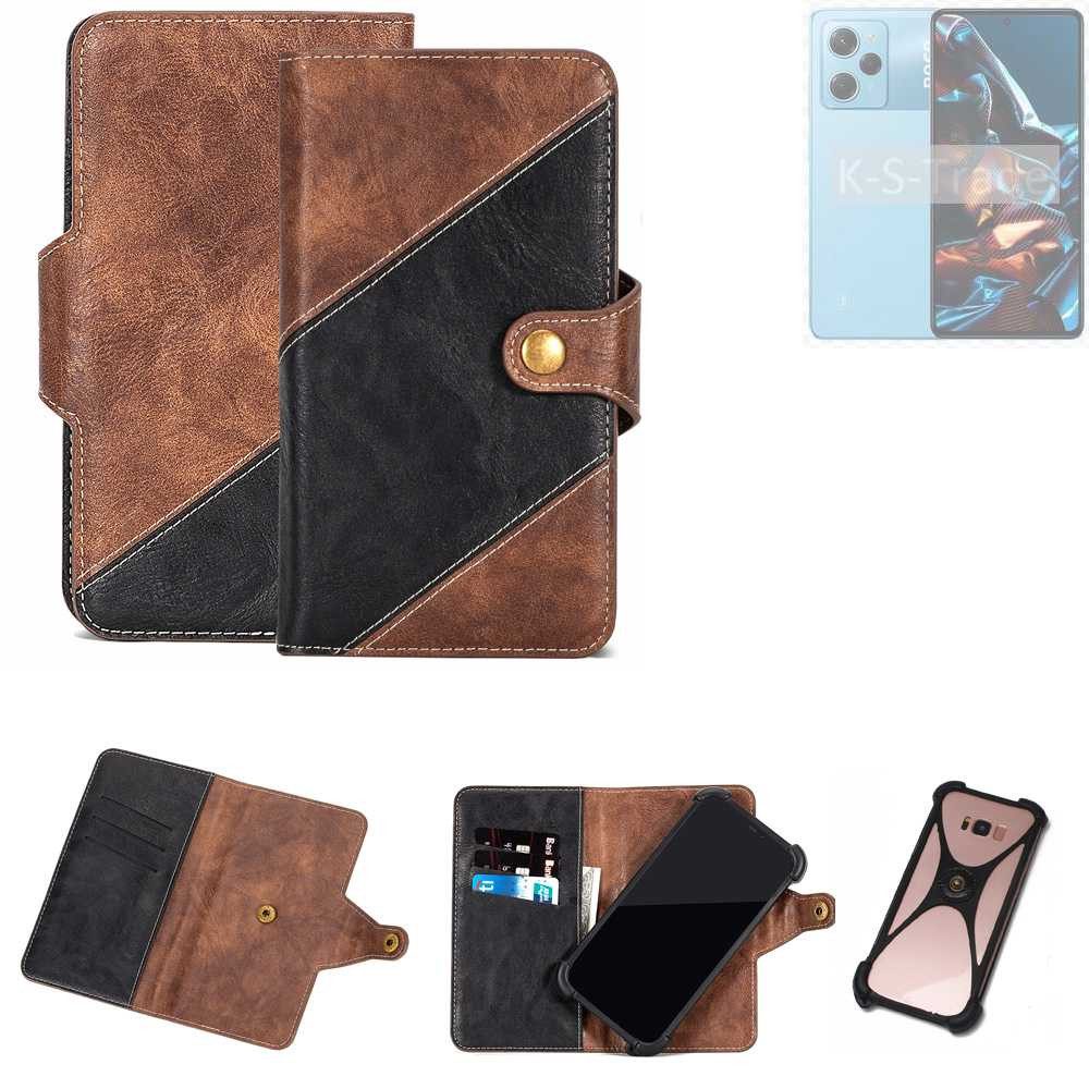 K-S-Trade Handyhülle für POCO X5 Pro 5G, Handyhülle Schutzhülle Bookstyle Case Klapphülle Cover Hülle