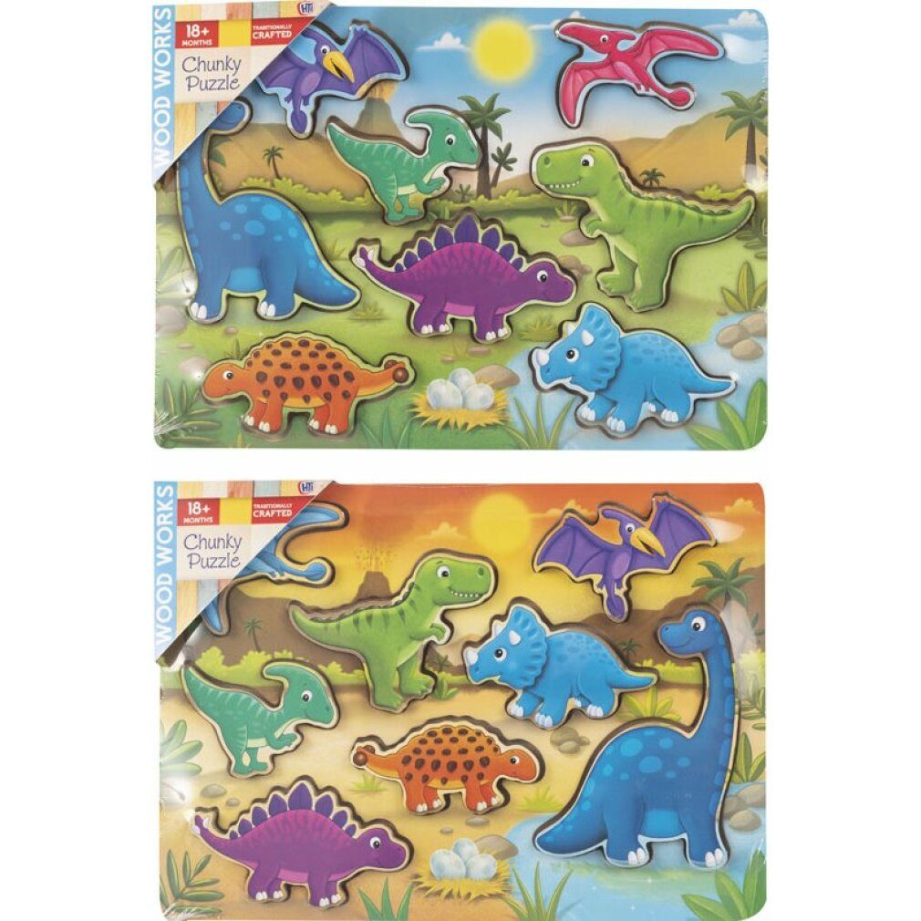 HTI Puzzle Dinosaurier Holzpuzzle 1pc (Mix), Puzzleteile
