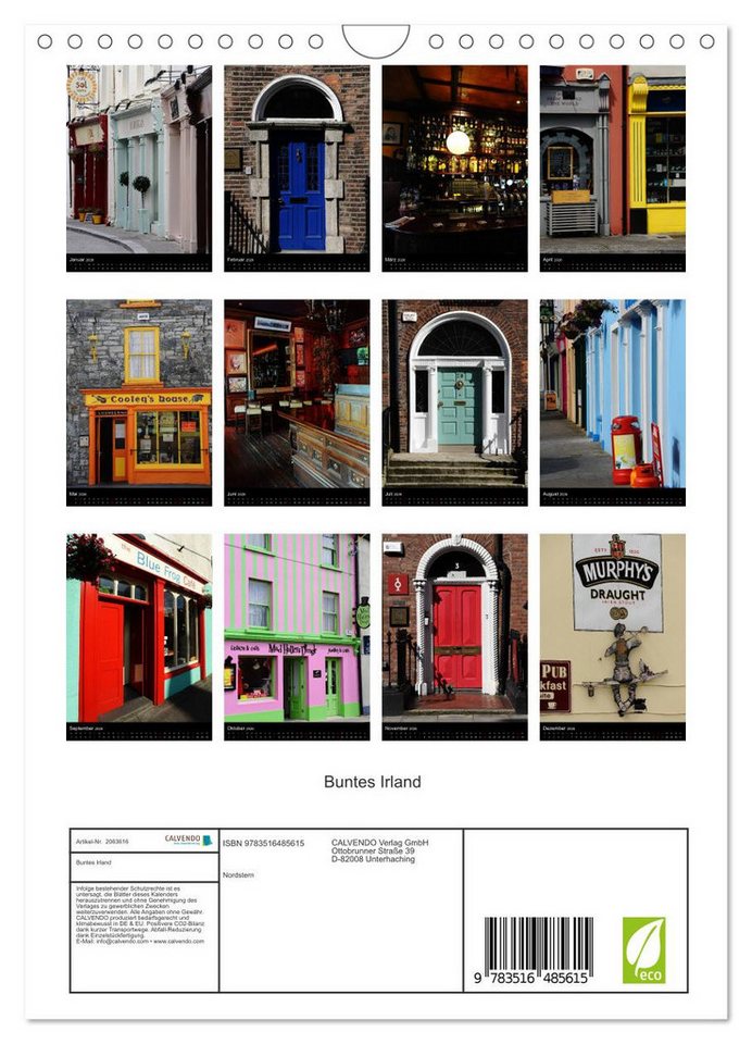 Thumbnail - CALVENDO Wandkalender Buntes Irland (Wandkalender 2026 DIN A4 hoch), CALVENDO Monatskalender