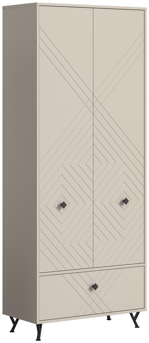 möbelvita Garderobenschrank Memo Garderobenschrank B/H/T 80x190x35 in sandbeige Front mit gefrästen Ornamenten