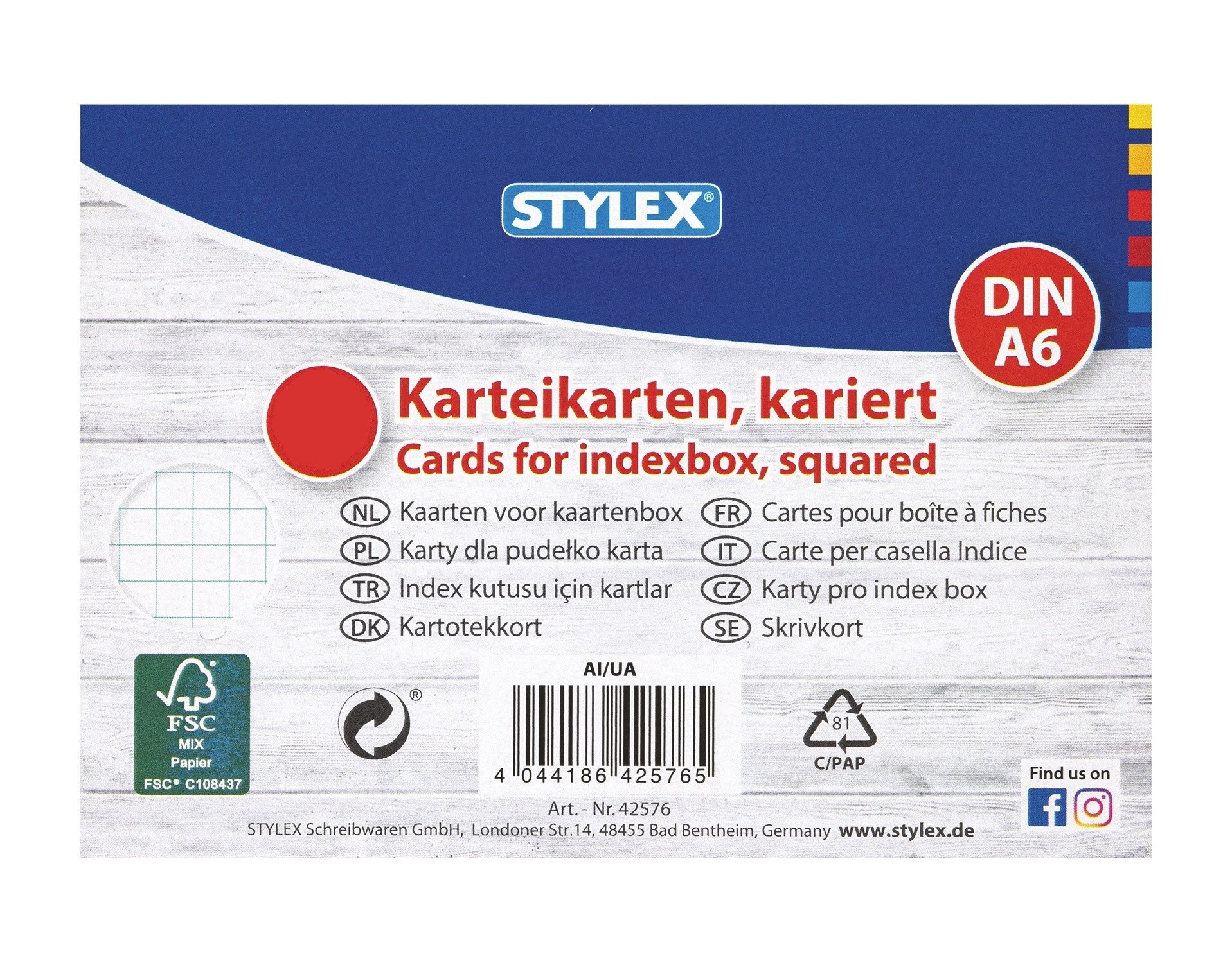 Stylex Schreibwaren Karteikarten 400 Karteikarten / DIN A6 / weiss / kariert