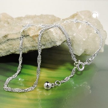 unbespielt Fußkette Fußkette Singapur diamantiert 925 Silber 27 cm inklusive kleiner Schmuckbox, Silberschmuck für Damen