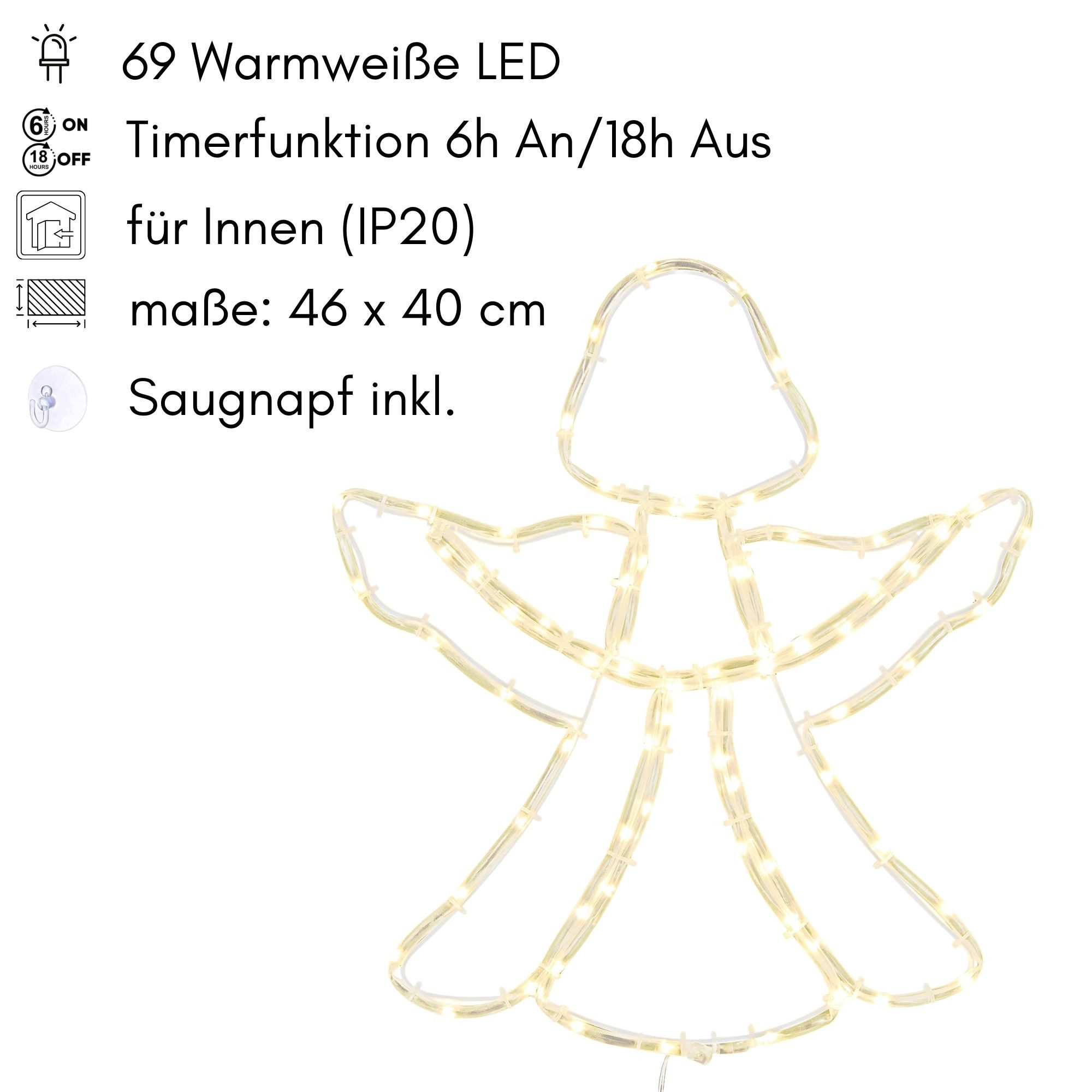 Kamelio LED Fensterbild LED Fensterdeko Weihnachten mit Timer und Batterie Fensterbild, LED, warmweiß