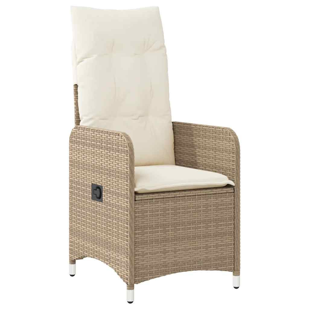 vidaXL Gartenlounge-Set 5-tlg. Garten-Bistro-Set mit Kissen Beige Poly Rattan, (4-tlg)