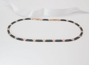 ELLAWIL Collier Collier / Halskette Damenkette Collierkette Gliederkette Kette (aus schwarzer Keramik mit rosegoldfarbener Edelstahl, Kettenlänge 50 cm, Breite 6 mm), inklusive Geschenkschachtel