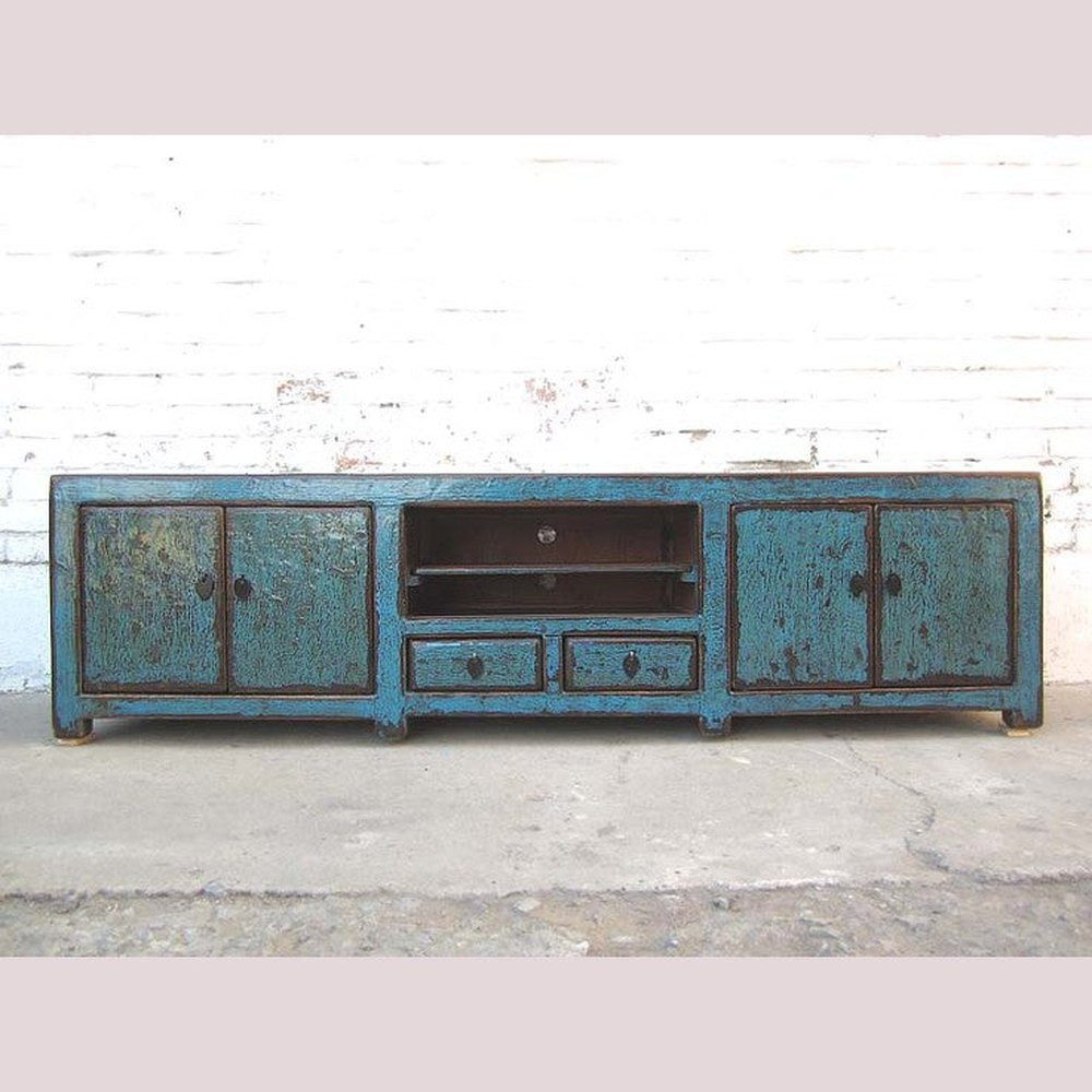 Luxury-Park-Direct Kommode China cyanblaue TV Kommode Lowboard für Flachbildschirm heavy used vin