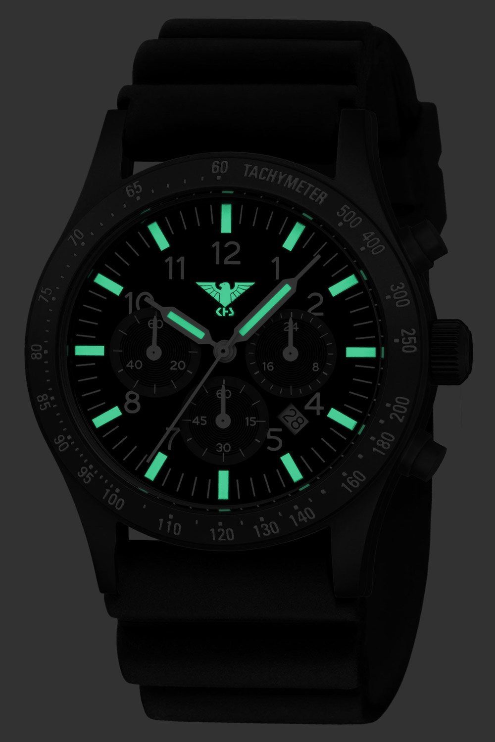KHS Chronograph PLABSSC.DB, für Herren-Solaruhr Platoon Schwarz