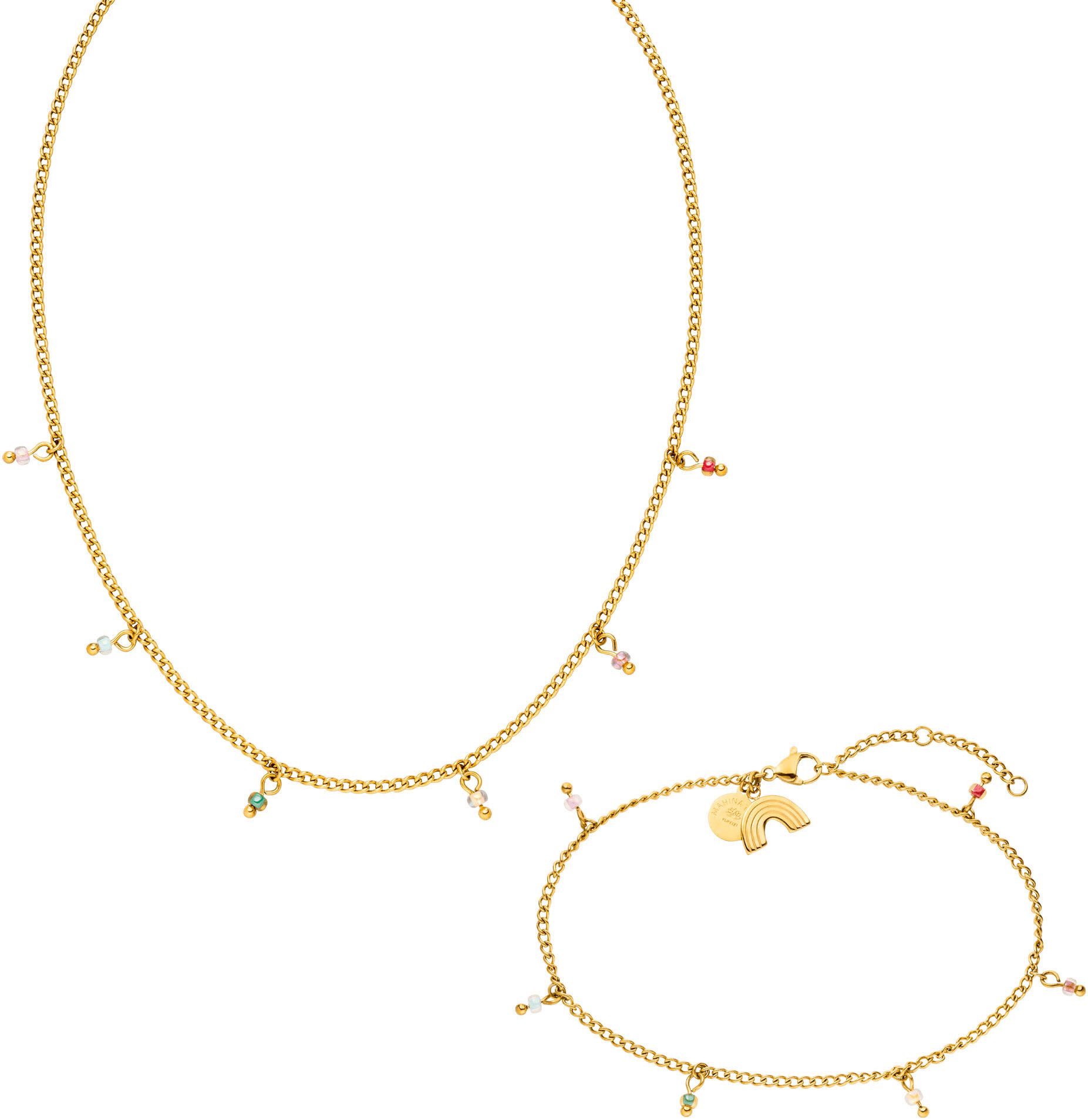 Purelei Schmuckset Schmuck Edelstahl Kette Fußkette Mahina Club Anuenue, 2307-MC-Anuenue (Set, 2-tlg), mit Kunststoffperlen
