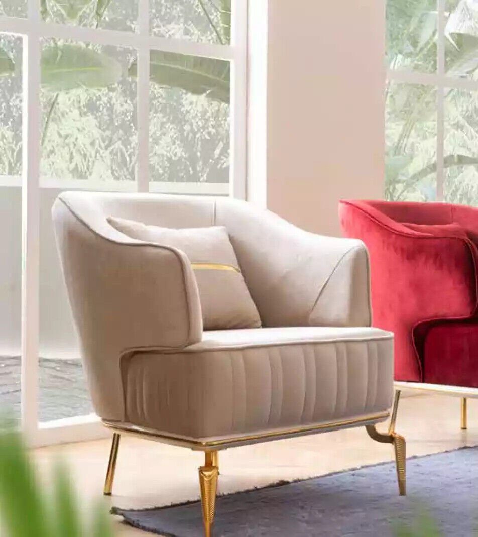 JVmoebel Sessel Wohnzimmer Sessel 1x rot (1-St., Sessel), Drehsessel Made Sitzer Möbel Textil Design Moderne in Europa 1