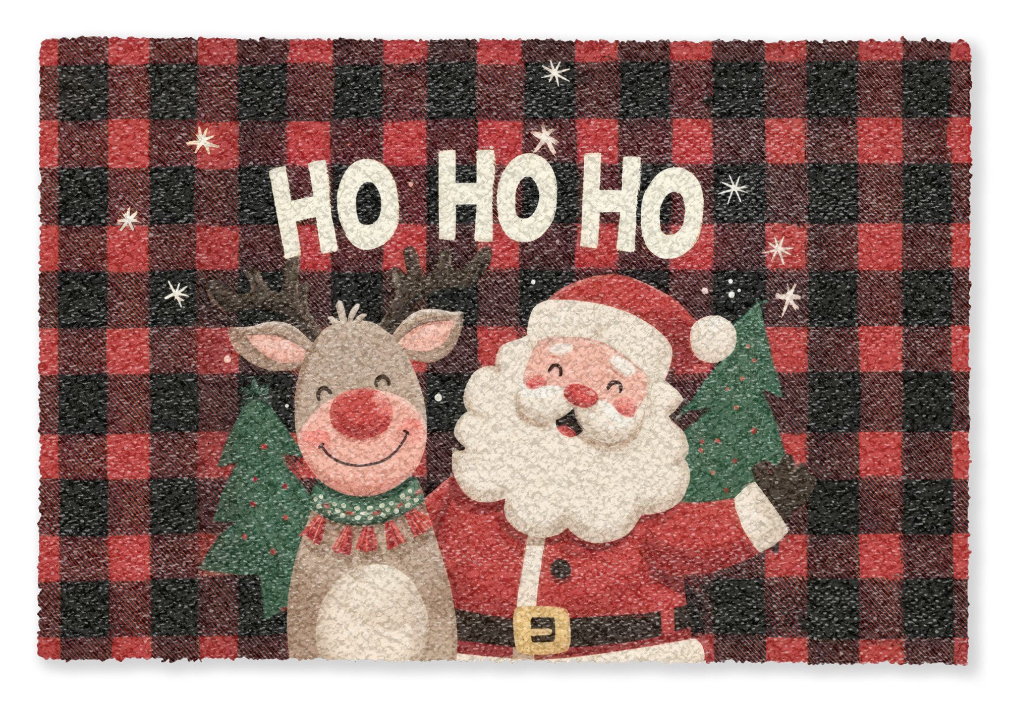 MuchoWow Fußmatte Weihnachtsmann - Rentier - Text - Rot - Schwarz, Rechteck günstig online kaufen