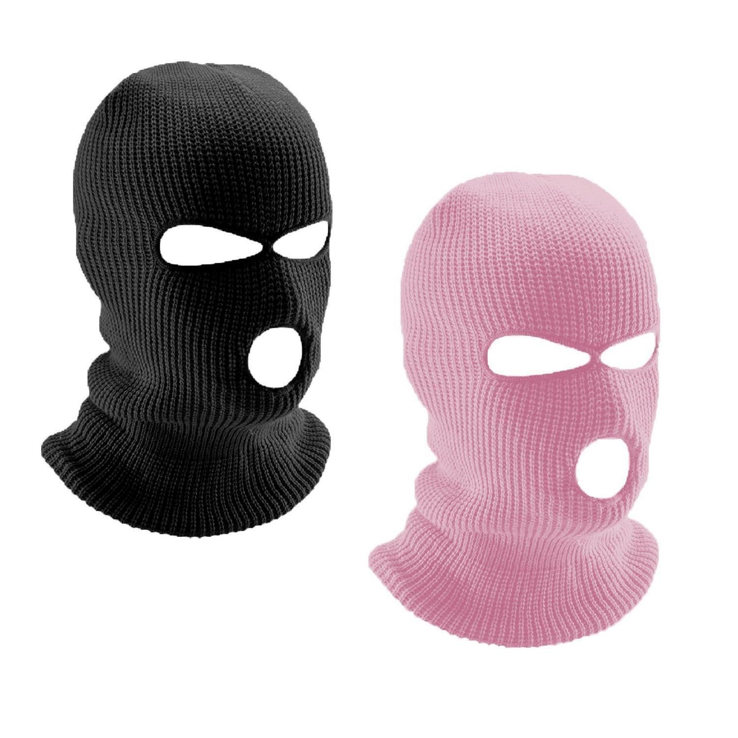 LuxusKollektion Sturmhaube Balaclava Sturmmaske 3 Loch Skimütze Einheitsgröße Schwarz Rosa