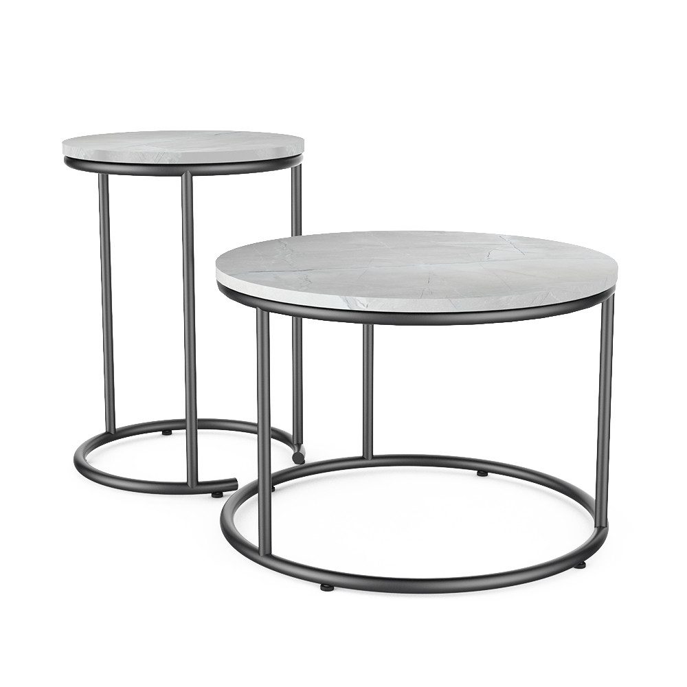 Vicco Couchtisch Ottawa, Marmor Weiß, 55 x 55 cm 2 Teile günstig online kaufen