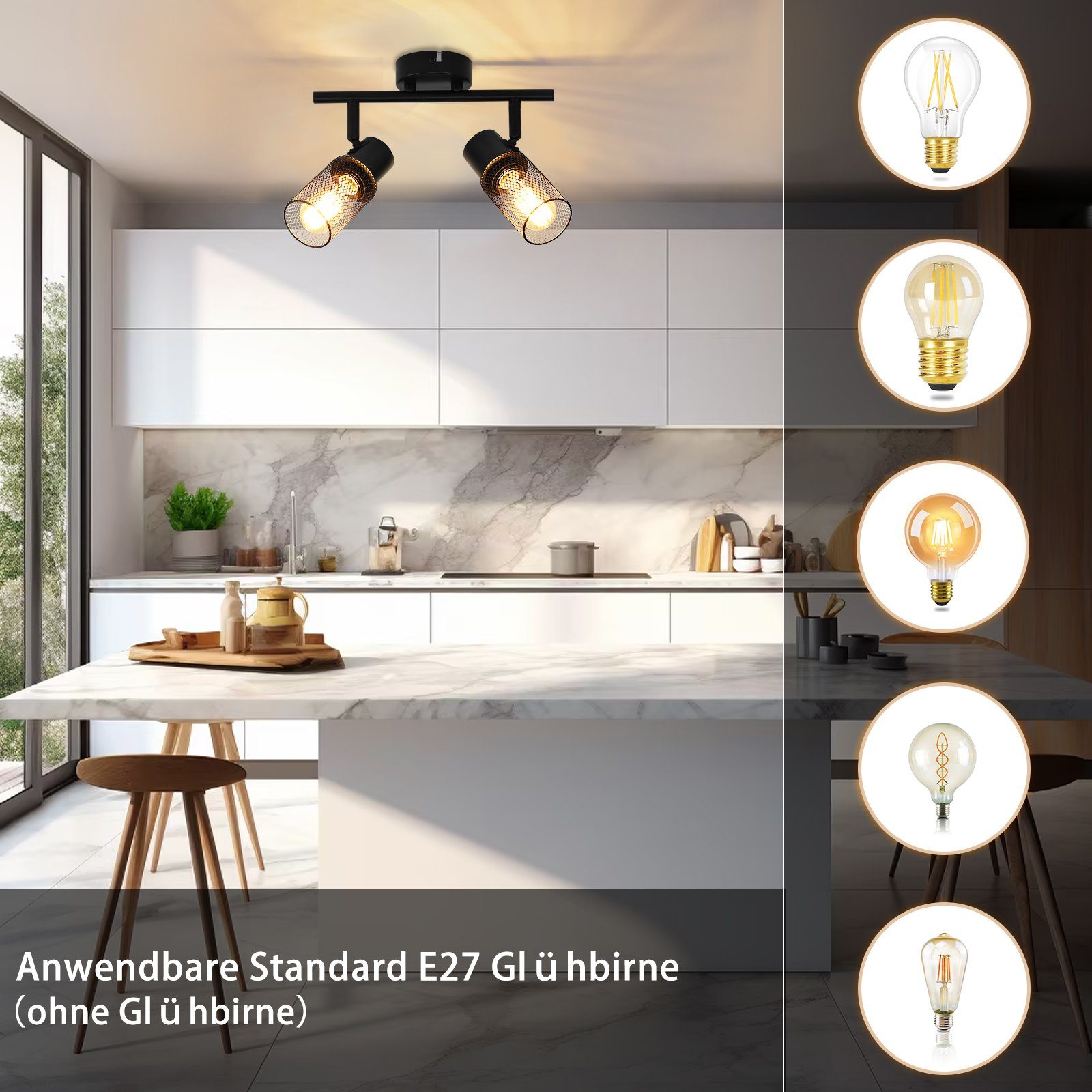 Nettlife Deckenstrahler 1/2/3/4 Flammig Schwarz Strahler, Schwenkbar 330°, günstig online kaufen