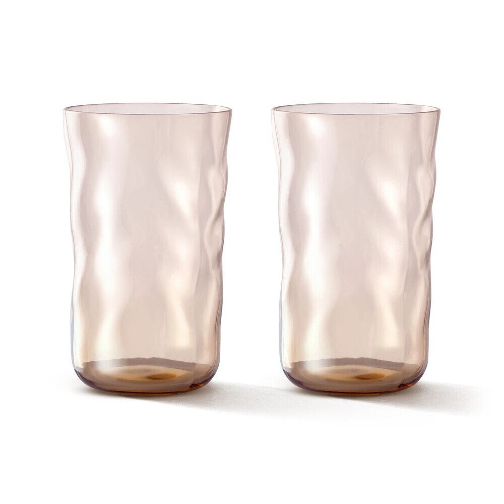 Paveau Longdrinkglas Longdrinkglas 2er-Set Swirl Glow, 2-tlg., Borosilikatglas, Longdrinkglas, 2-tlg., 0,46 l, Borosilikatglas, terracotta