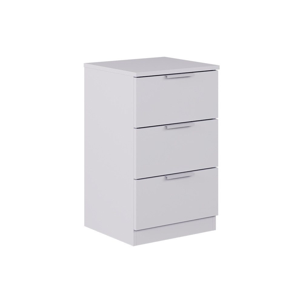 Nachtschrank Fino, Weiß, 37.6 x 61.8 cm mit 3 Schubladen