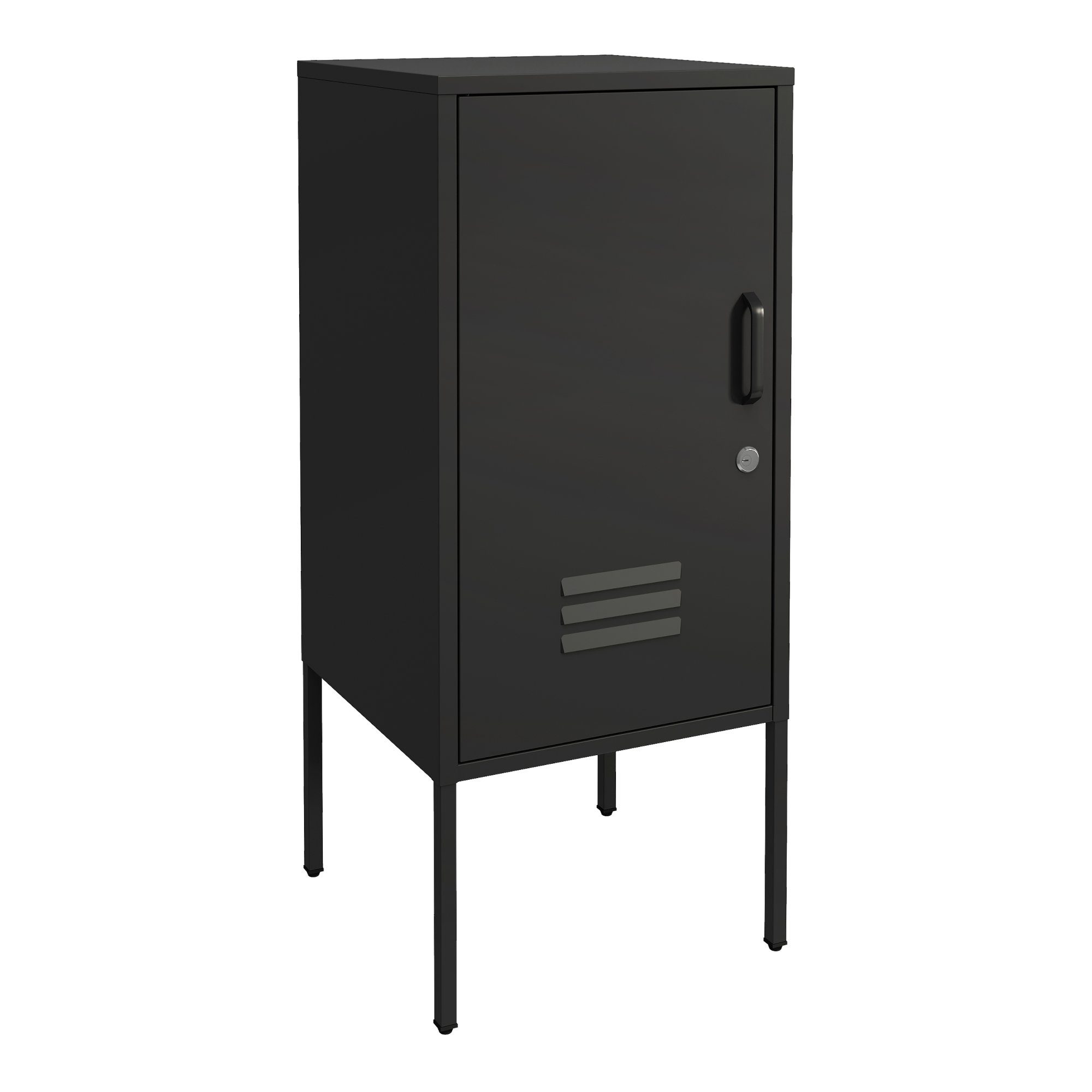 en.casa Nachtschrank »Hausjärvi« mit abschließbarer Tür 82 x 35 x 35 cm Stahl Schwarz
