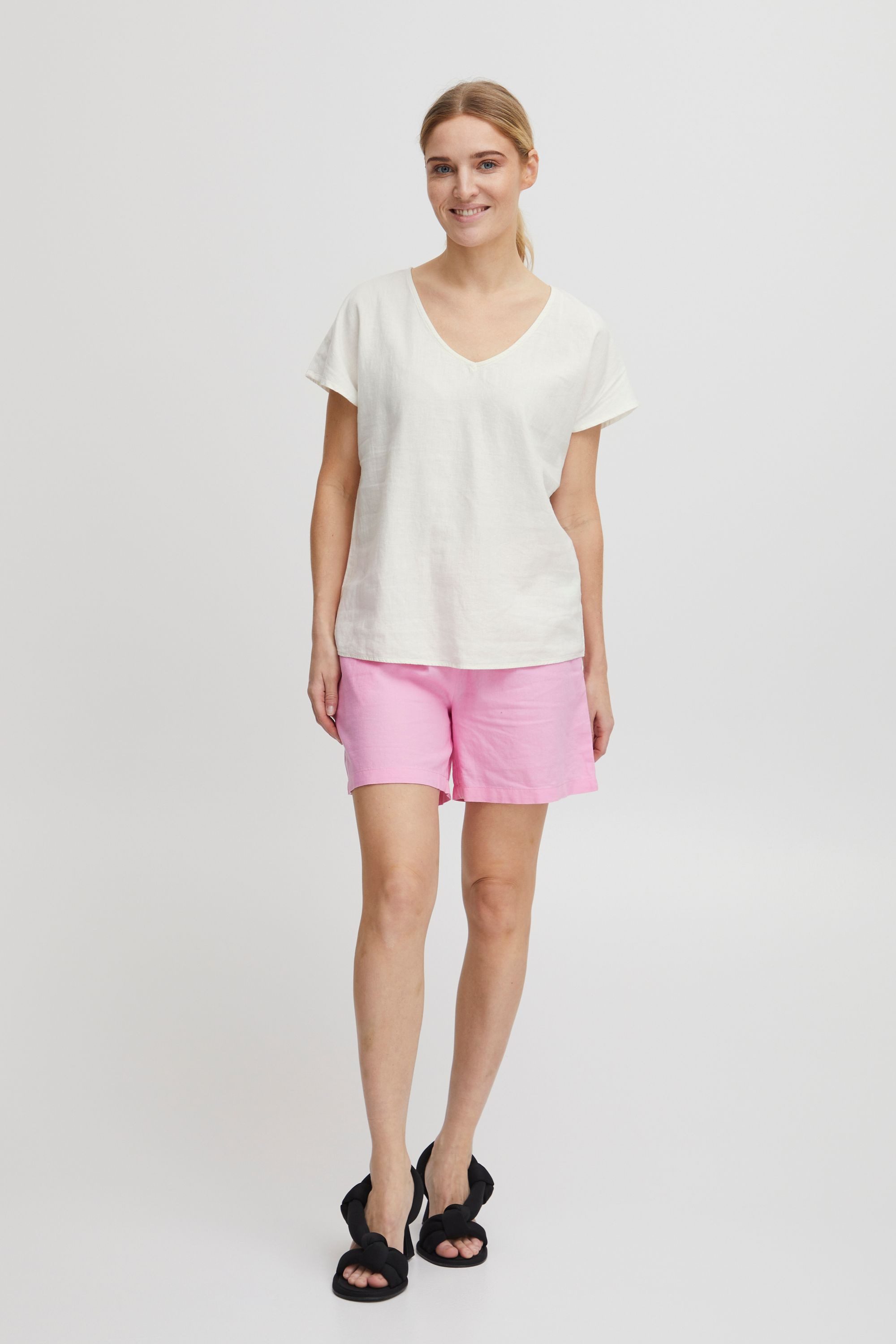 b.young Kurzarmbluse BYFALAKKA Bluse aus Leinenmix günstig online kaufen