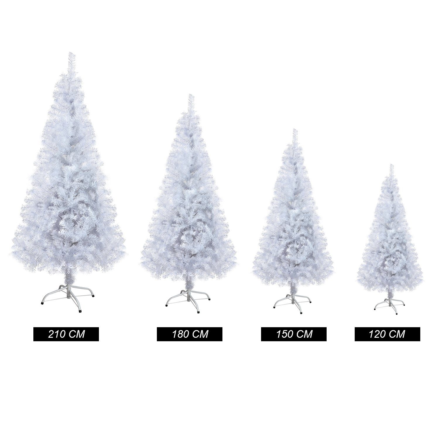 OZAVO Künstlicher Weihnachtsbaum XM008, Weiß Christbaum, 400Spitzen Tannenbaum, Kunstbaum Weihnachten 150cm