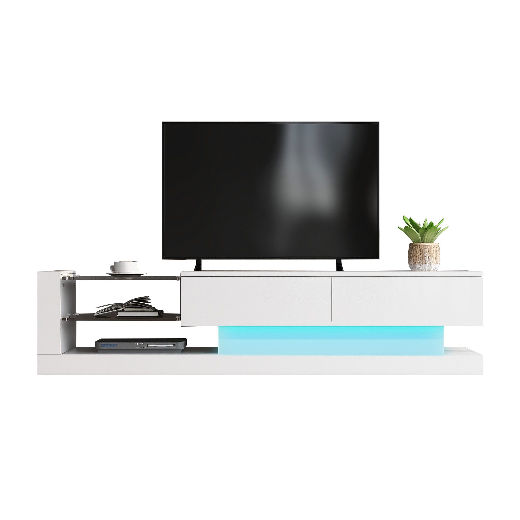 Merax Lowboard mit Glasablagen und LED-Beleuchtung, günstig online kaufen