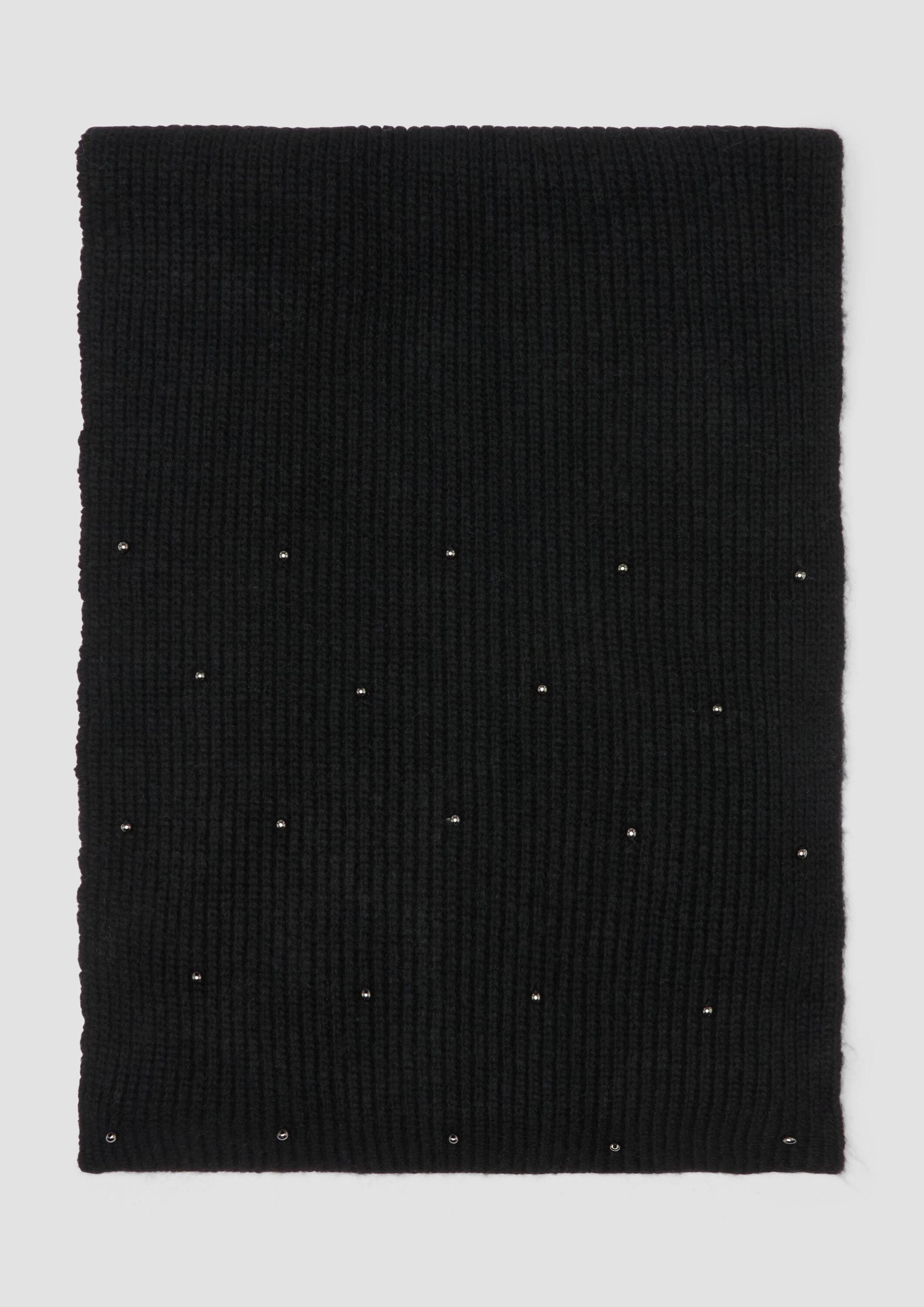 s.Oliver Schal Tuch, Gestrickter Schal mit Schmuckperlen