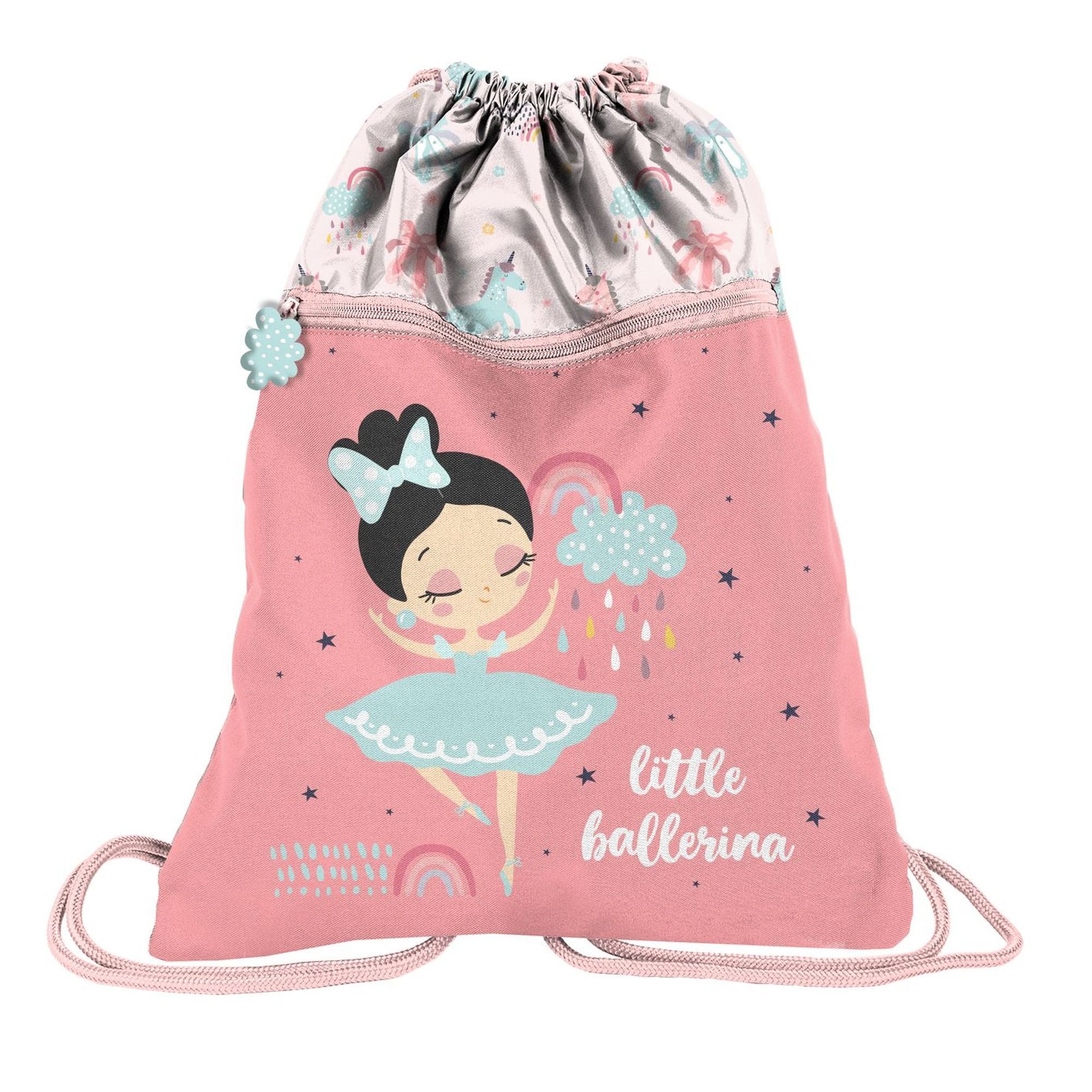 PASO Turnbeutel Premium Kinder Turnbeutel / Sportbeutel / Rucksack 43x34 cm (Motiv BALLERINA)