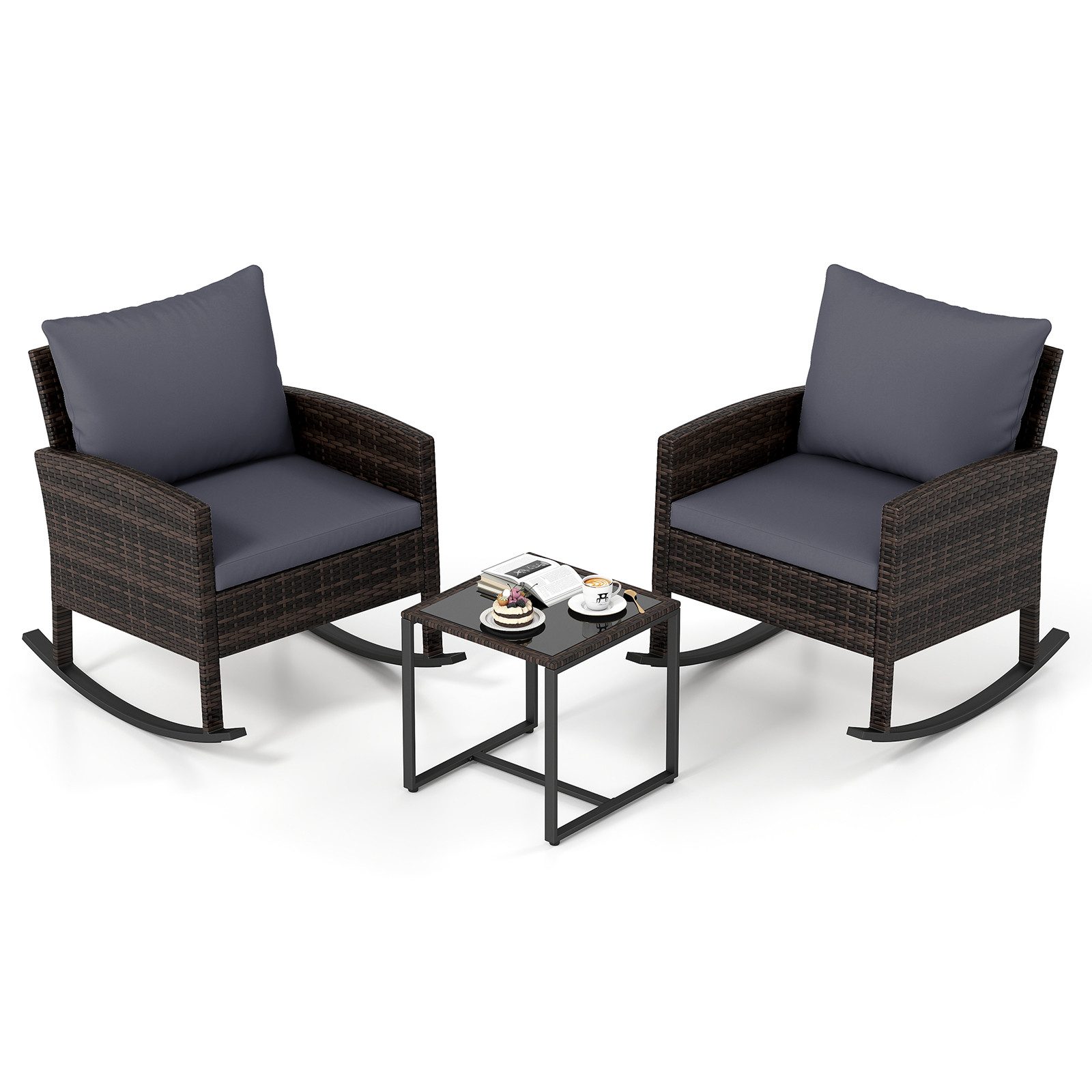 COSTWAY Gartenlounge-Set, (3-tlg), Balkonmobel set kleiner balkon mit esstisch