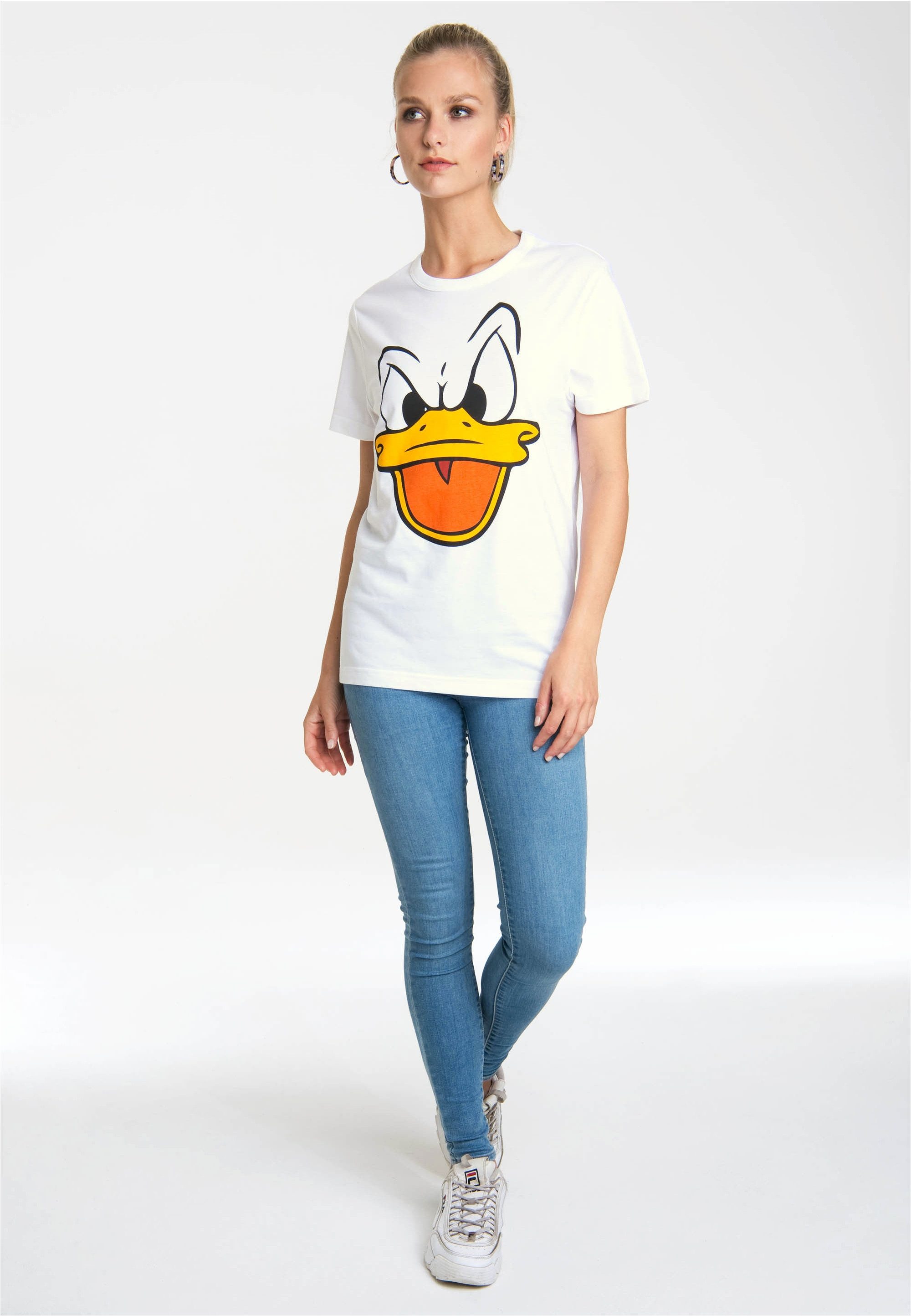 LOGOSHIRT T-Shirt Donald Duck – Face mit lizenziertem Originaldesign
