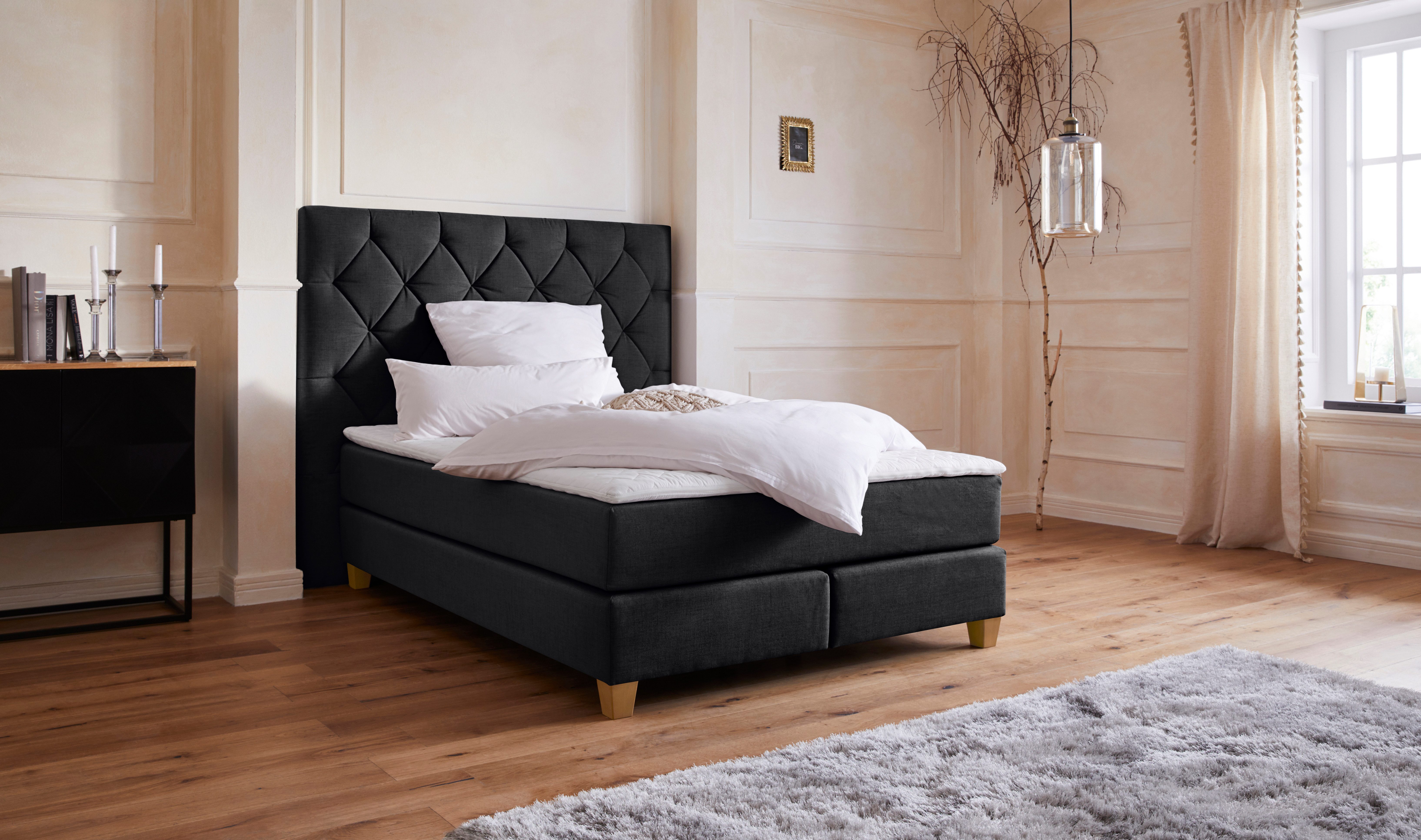 Home affaire Boxspringbett Harmones hoch, in 3 Breiten, Härtegrad auch im Mix mit je 1 Matratze in H2 und H3