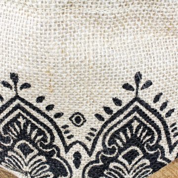 Macosa Home Dekokorb, Deko-Korb aus Jute rund 30 cm Natur Schwarz Boho Aufbewahrungskorb mit Henkel Dekokorb Aufbewahrung Aufbewahrungskorb Dekoration