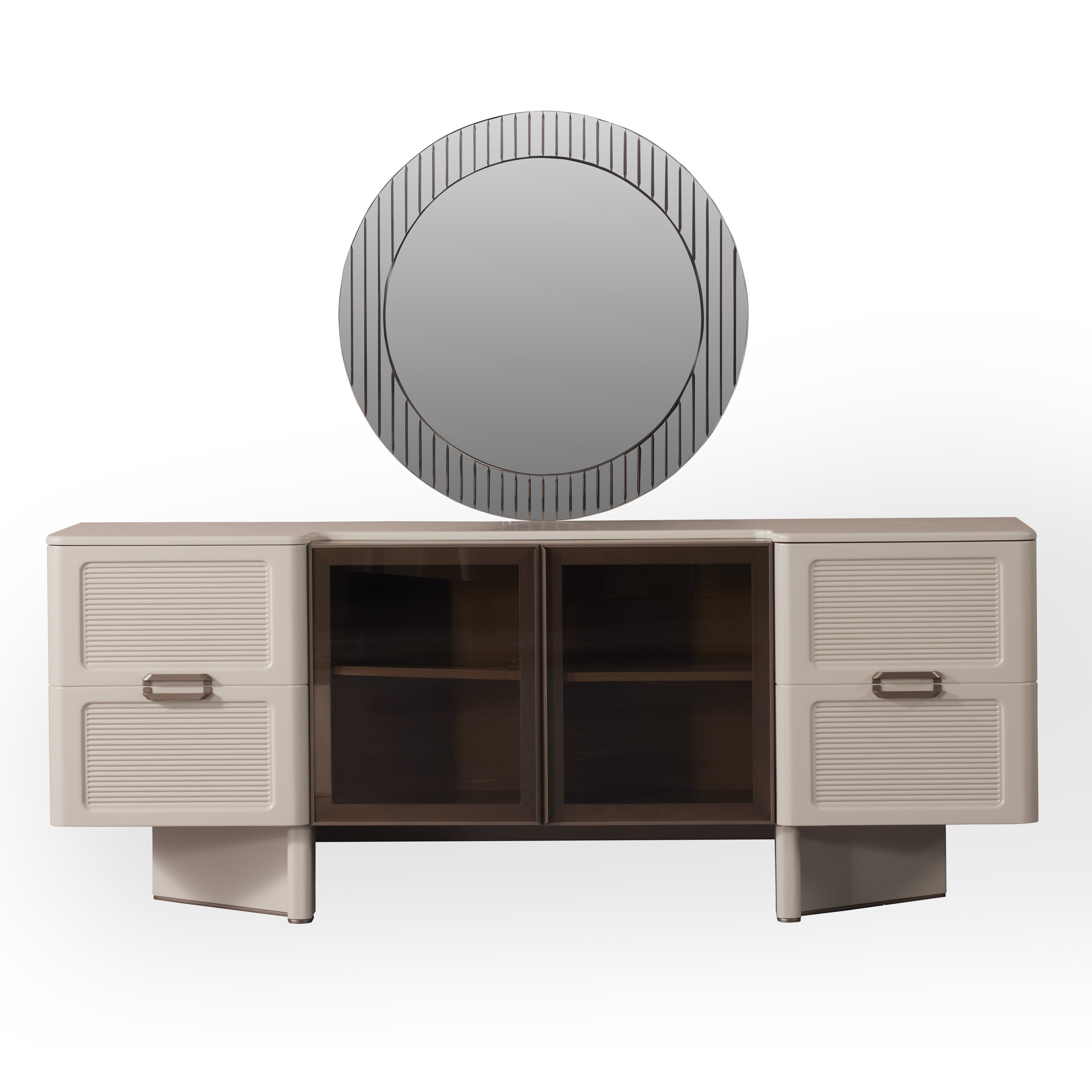 JVmoebel Sideboard Sideboard Spiegel Art Deco Creme Luxus Kommode Konsole Anrichte Neu, Made in Europa