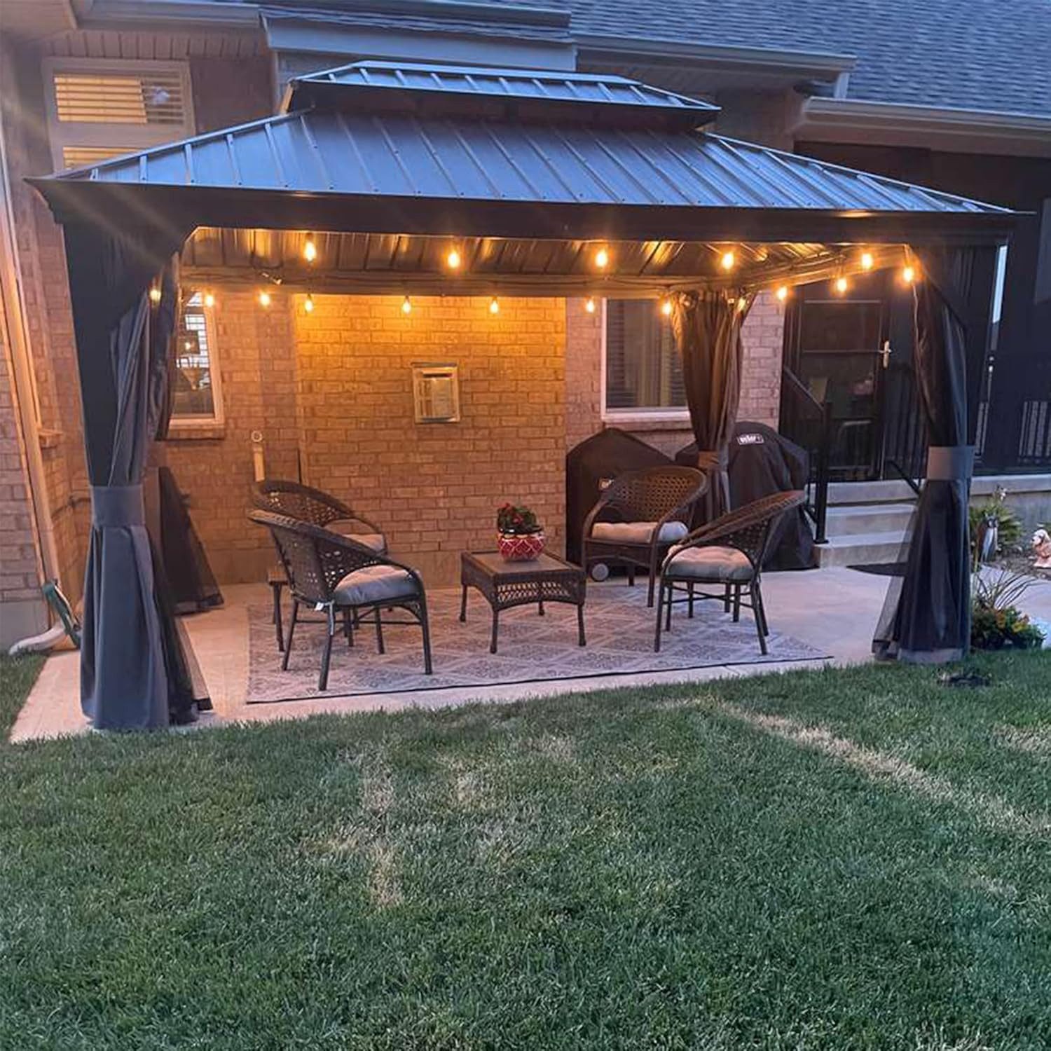 Thumbnail - PURPLE LEAF Pavillon Hardtop Aluminium Pergola mit Seitenteilen und LED Lichterketten