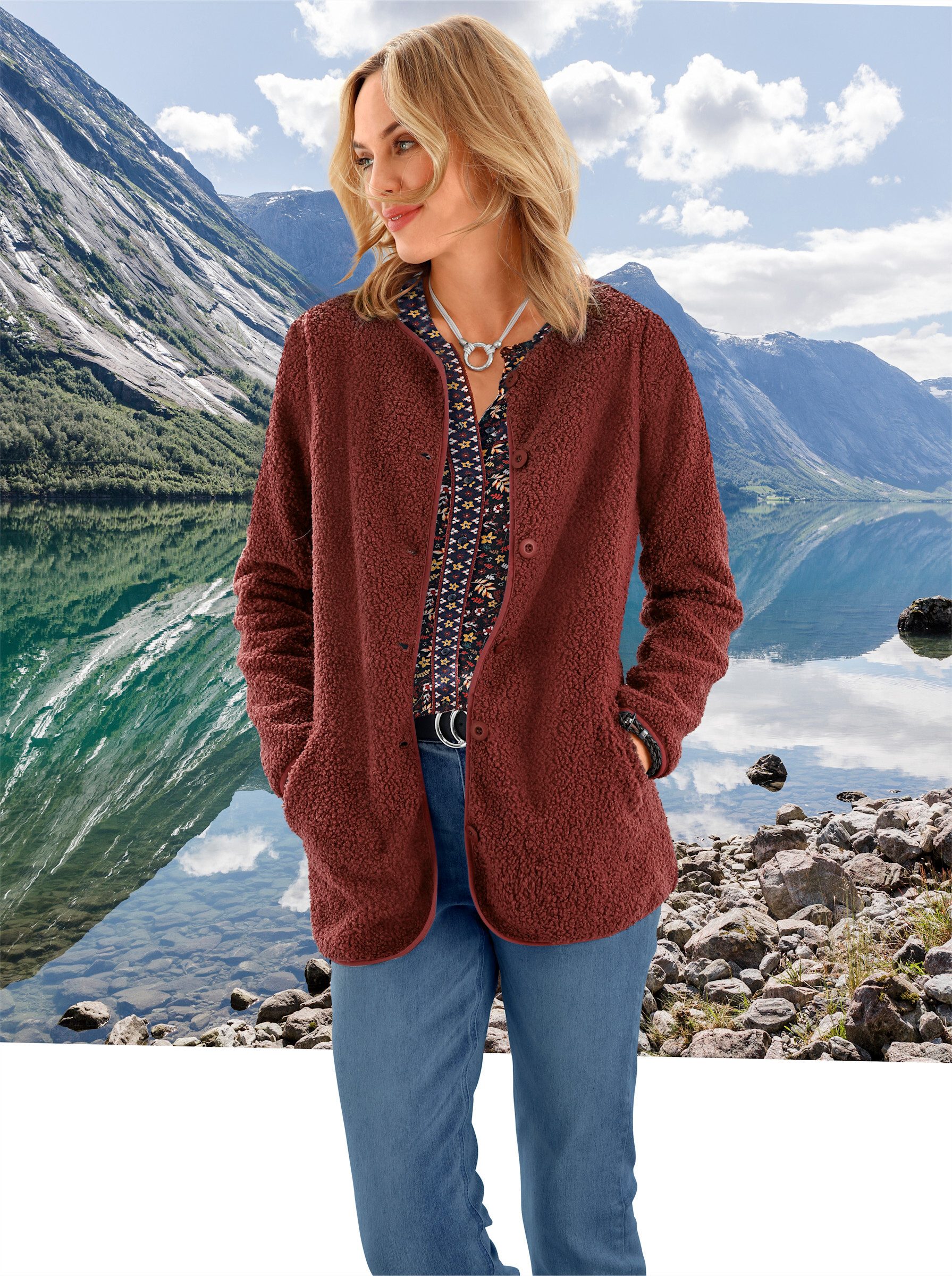 Witt Shirtjacke Teddy-Fleecejacke Langarm Struktur