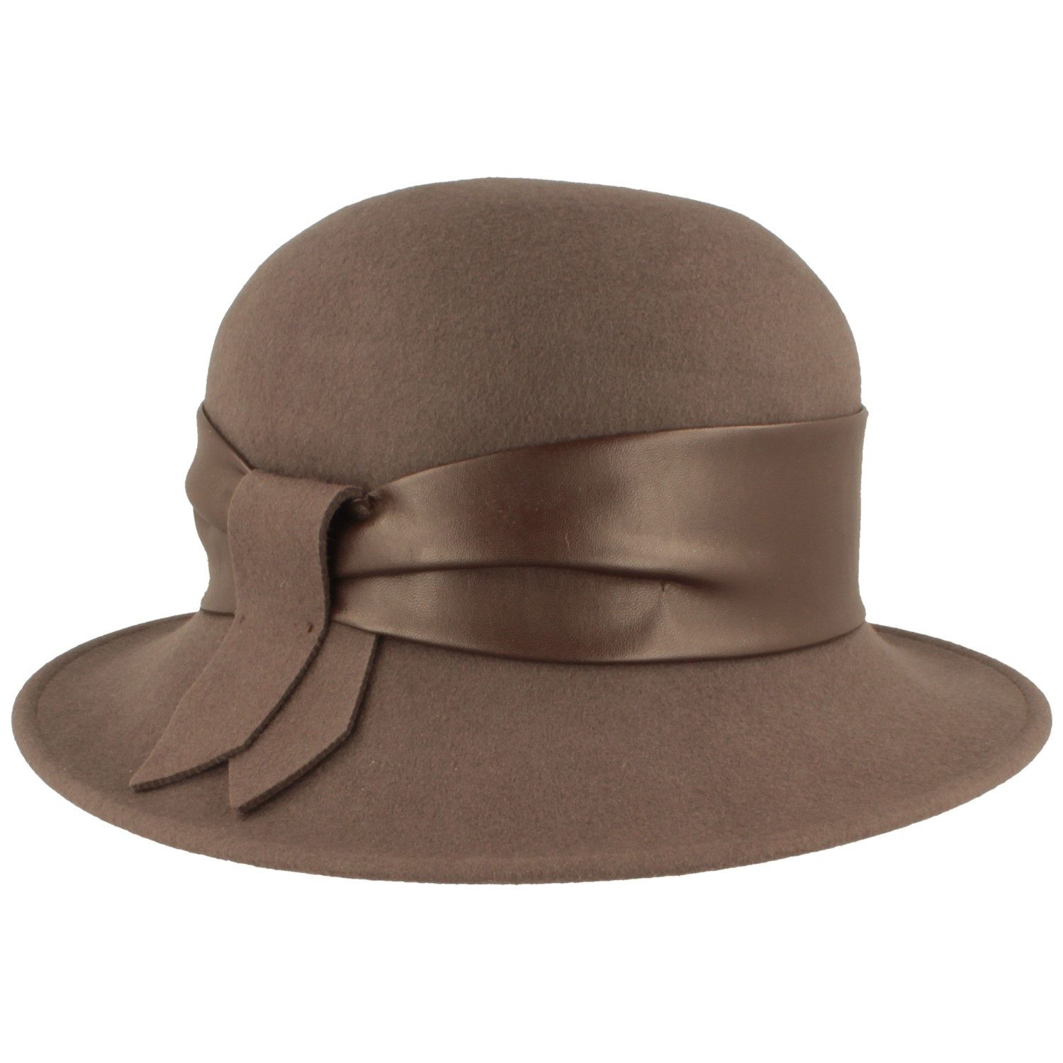 Breiter Filzhut Schicke Glocke aus Wolle mit Kunstlederband günstig online kaufen