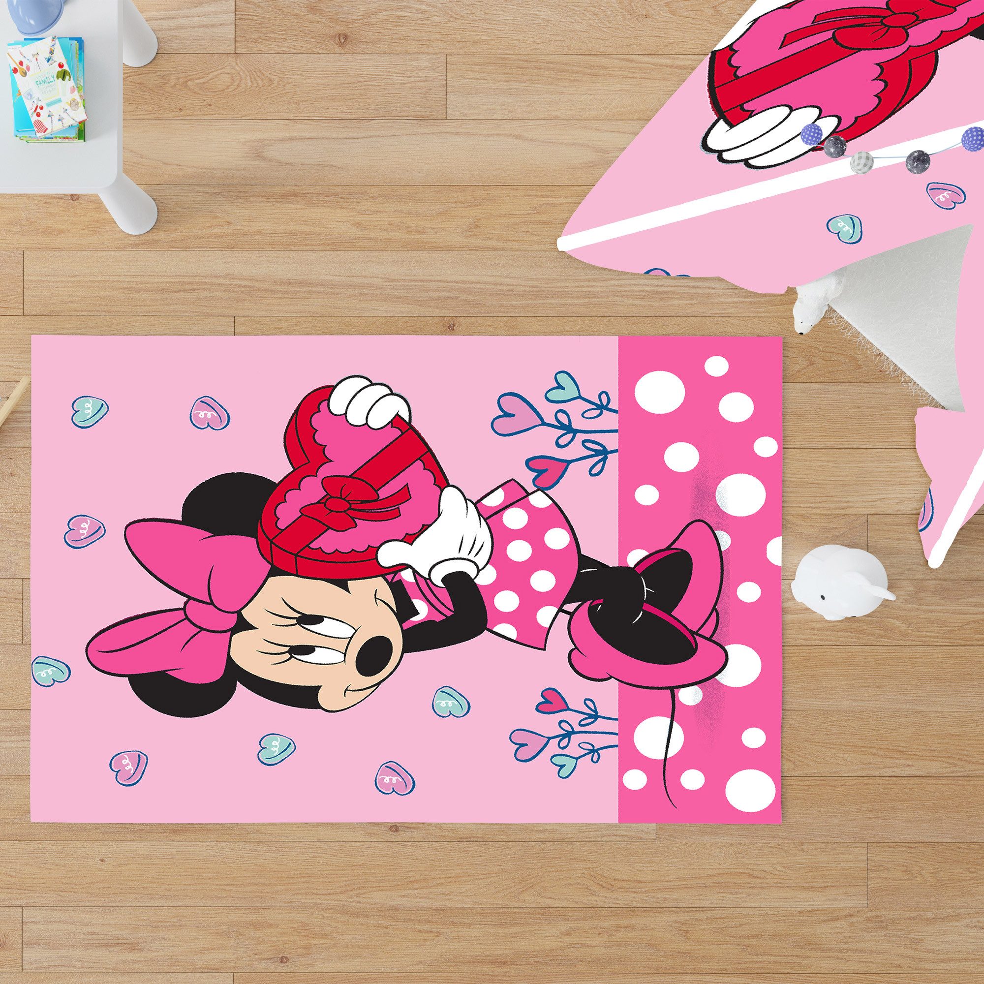 BERONAGE Kinderteppich Minnie Mouse Kinderteppich Herz 100x133 cm Spiel-Teppich, rechteckig, Höhe: 10 mm, rutschfest – Bild 5 von 5