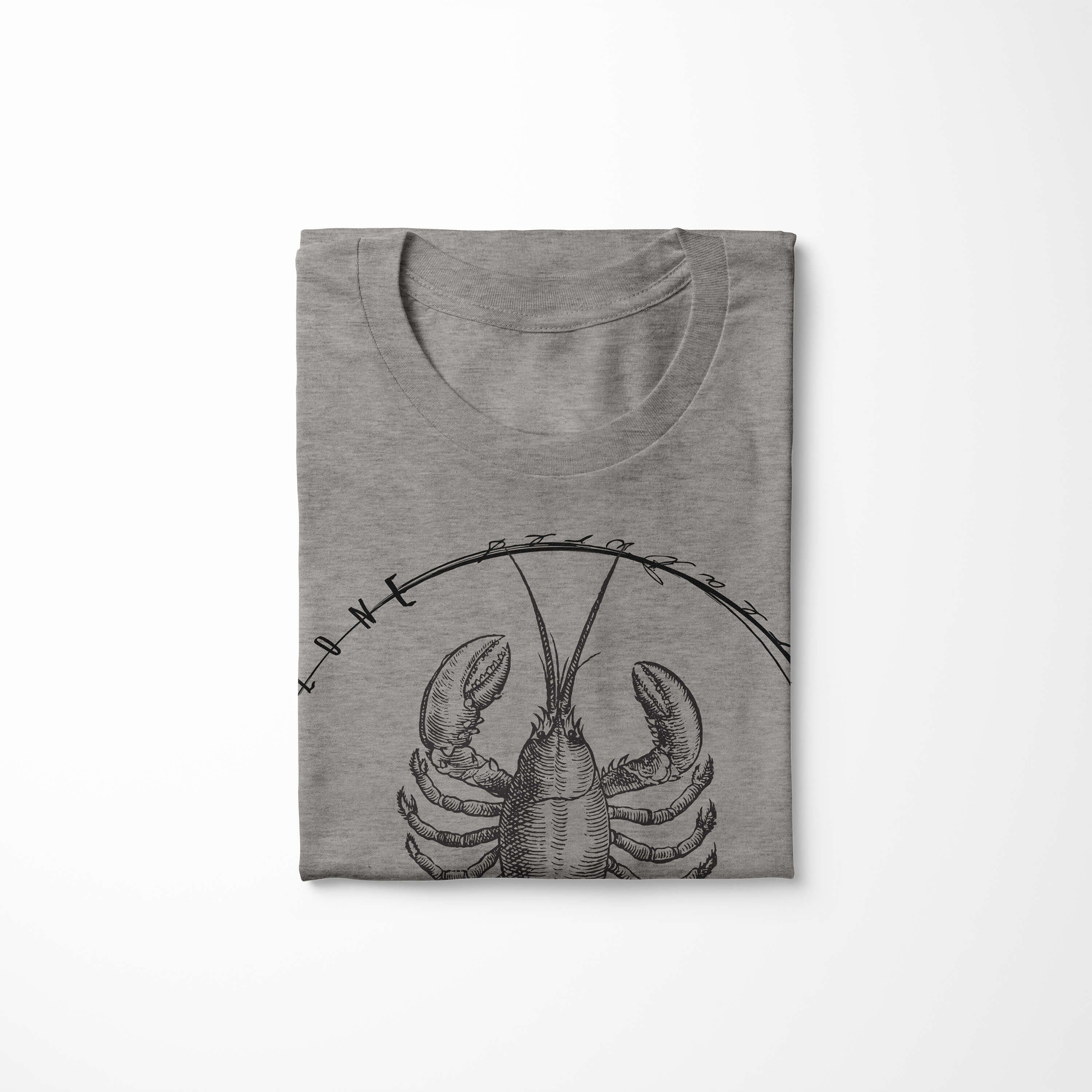 Serie: Struktur Creatures, Sea Tiefsee Art T-Shirt Fische / Schnitt Sinus - sportlicher 077 Sea feine und T-Shirt Ash