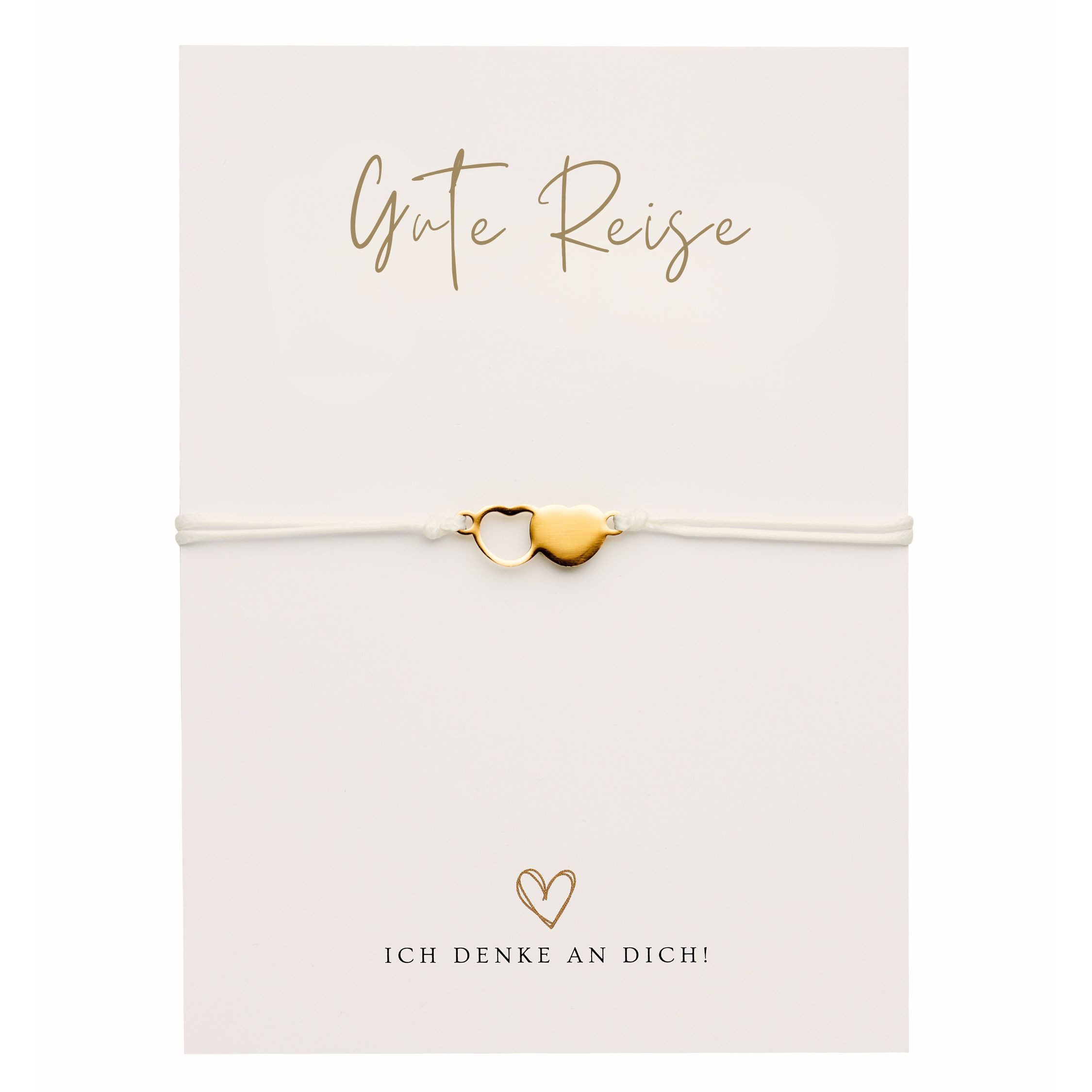 Briefzauber Armband Armband mit Doppelherz in Goldoptik & Postkarte, Gute Reise