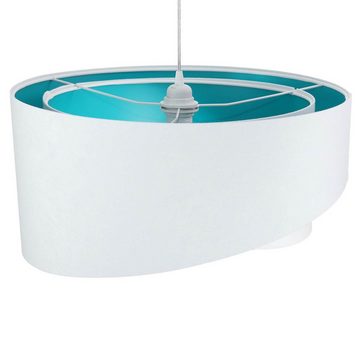 Licht-Erlebnisse Pendelleuchte BRANDO, ohne Leuchtmittel, Weiße Hängelampe Türkis Stoffschirm modern Wohnzimmer Esstisch Lampe