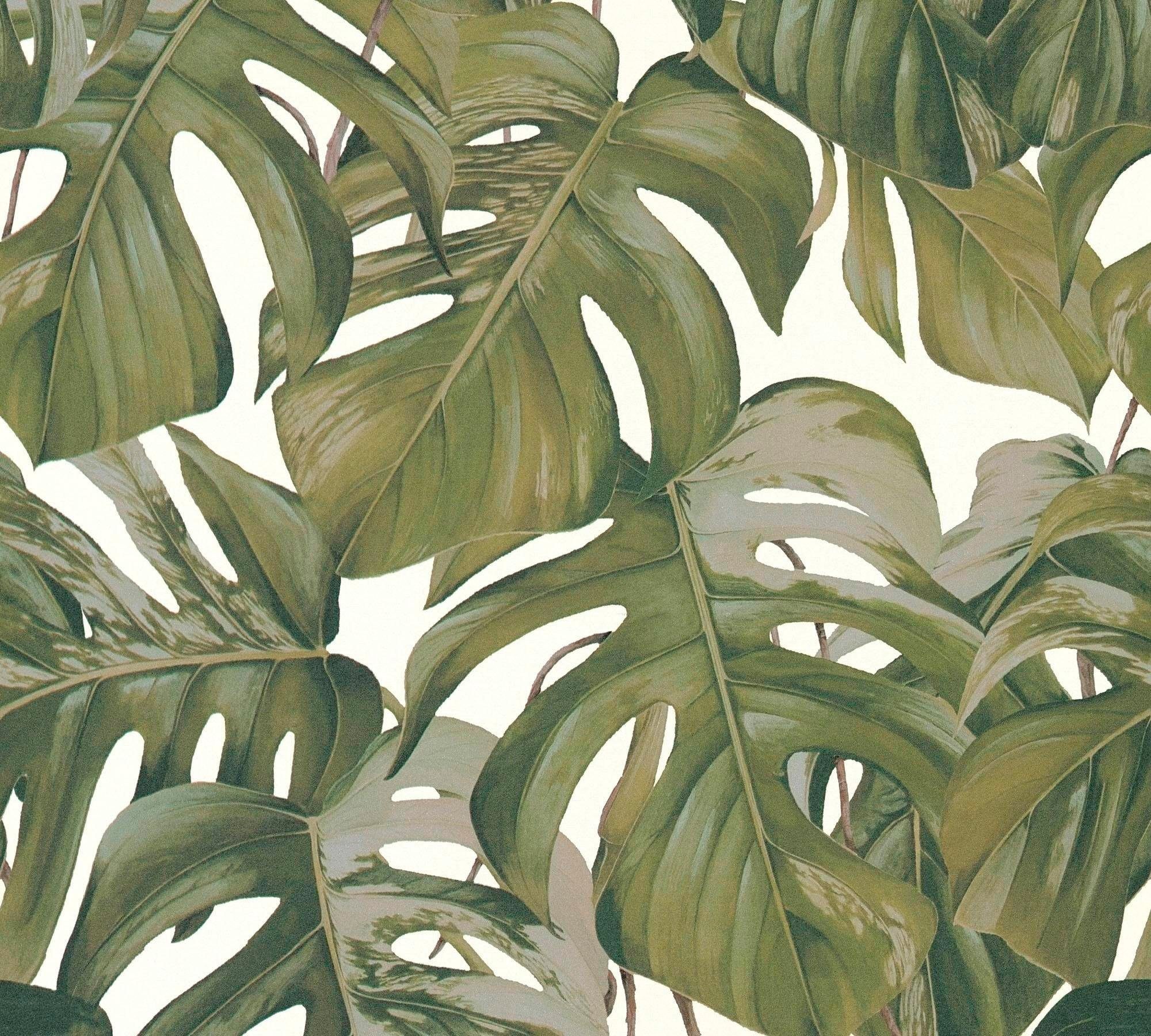 Dream dunkelgrün/weiß botanisch, BY Designer Modern Vliestapete LIVING MICHALSKY tropisch, Tapete METROPOLIS Again,