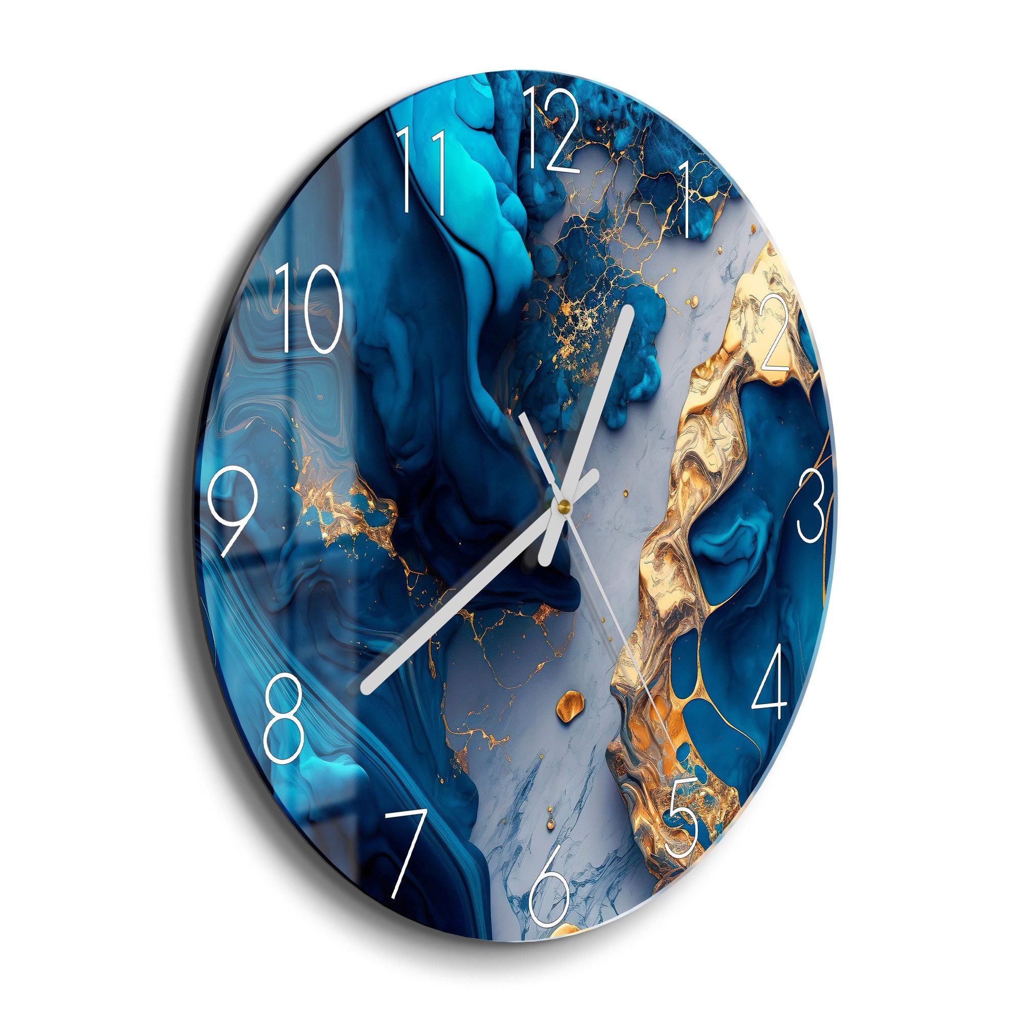 DEQORI Wanduhr 'Goldene Tiefen' (Glas Glasuhr modern Wand Uhr Design Küchen günstig online kaufen