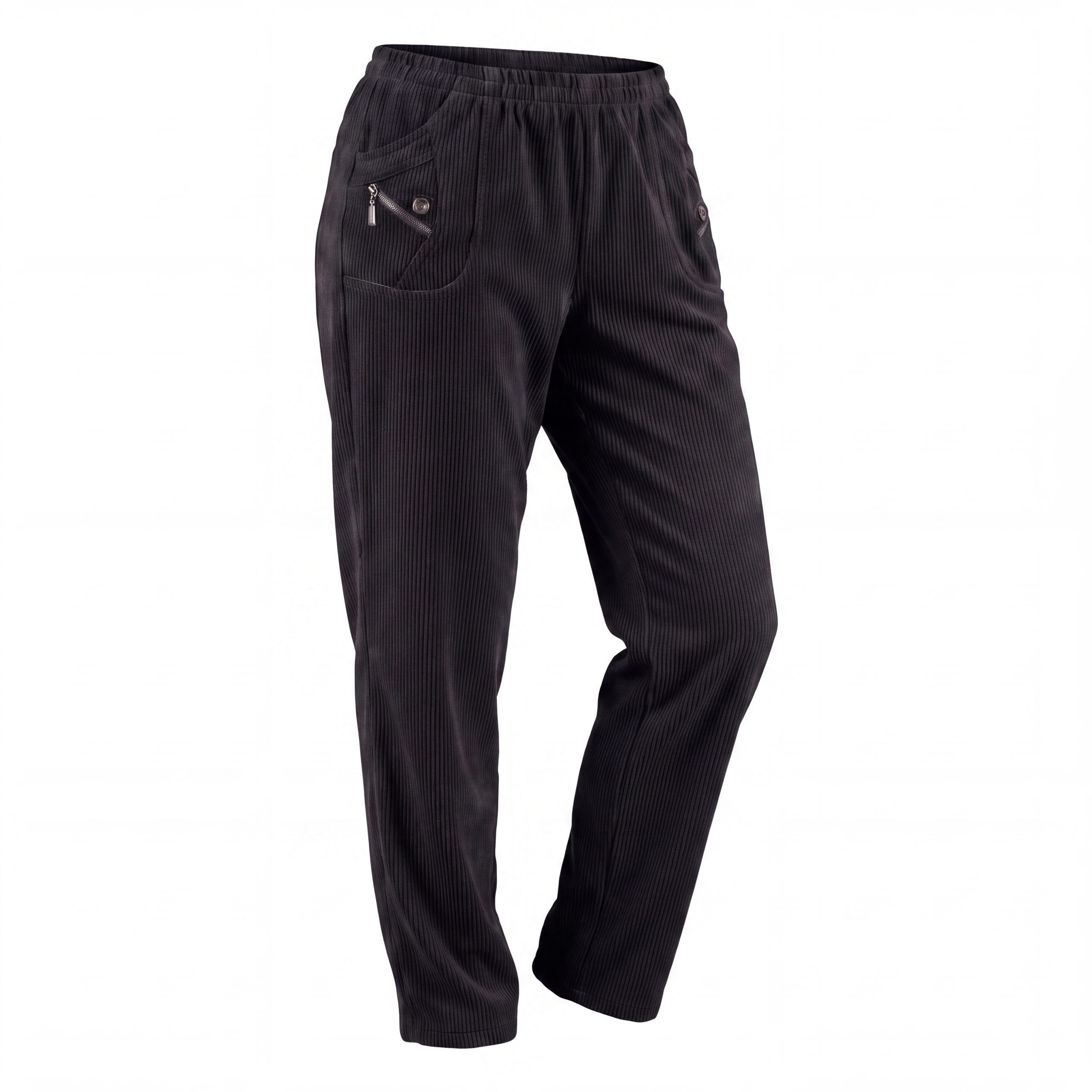 Cherry Berry Cordhose Stretchhose Damen Weiche Cord Schlupfhose Kurzgröße Kurzgröße, elastischer Bund, Unifarben – Bild 2 von 5