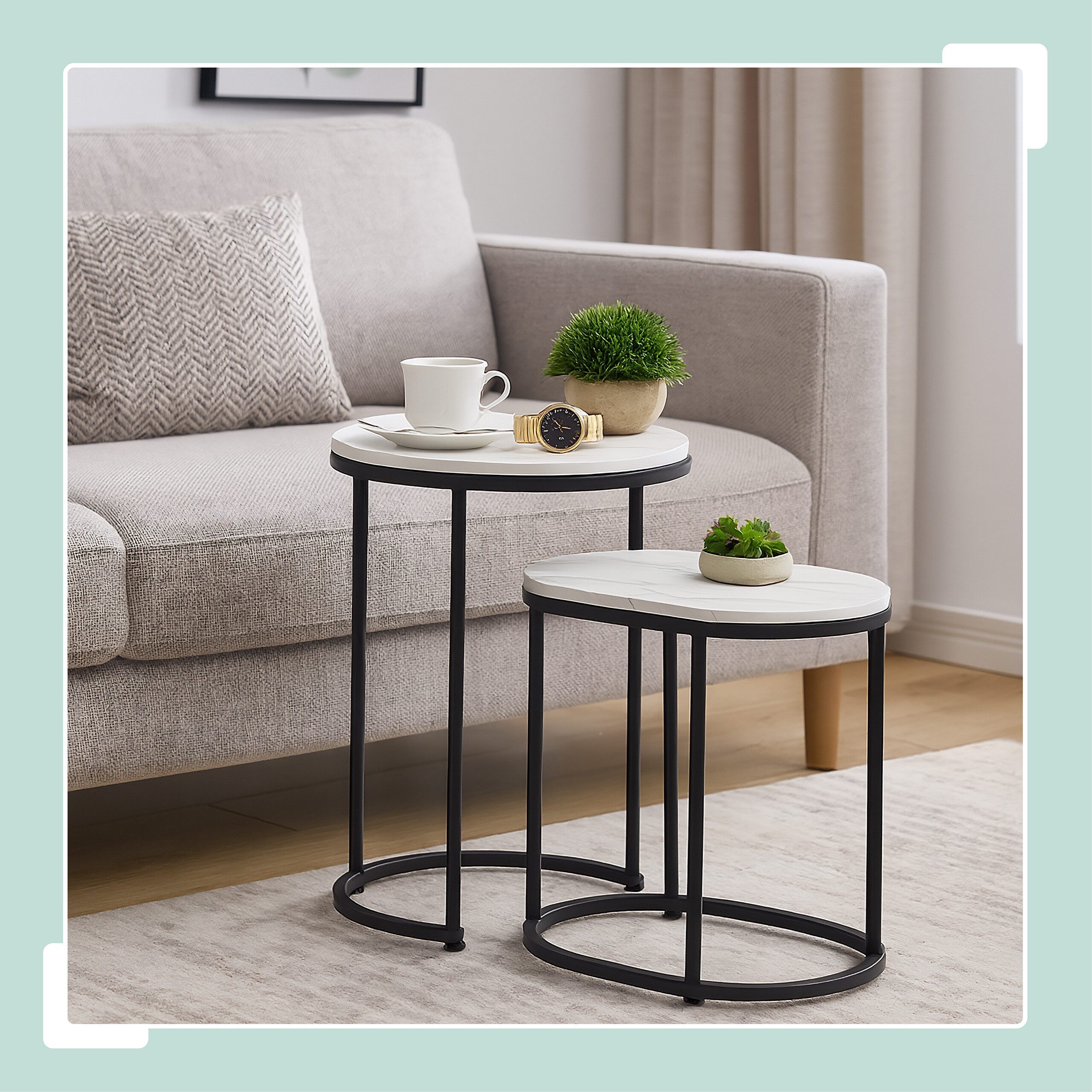 relaxdays Satztisch 2er Set Marmoroptik & günstig online kaufen
