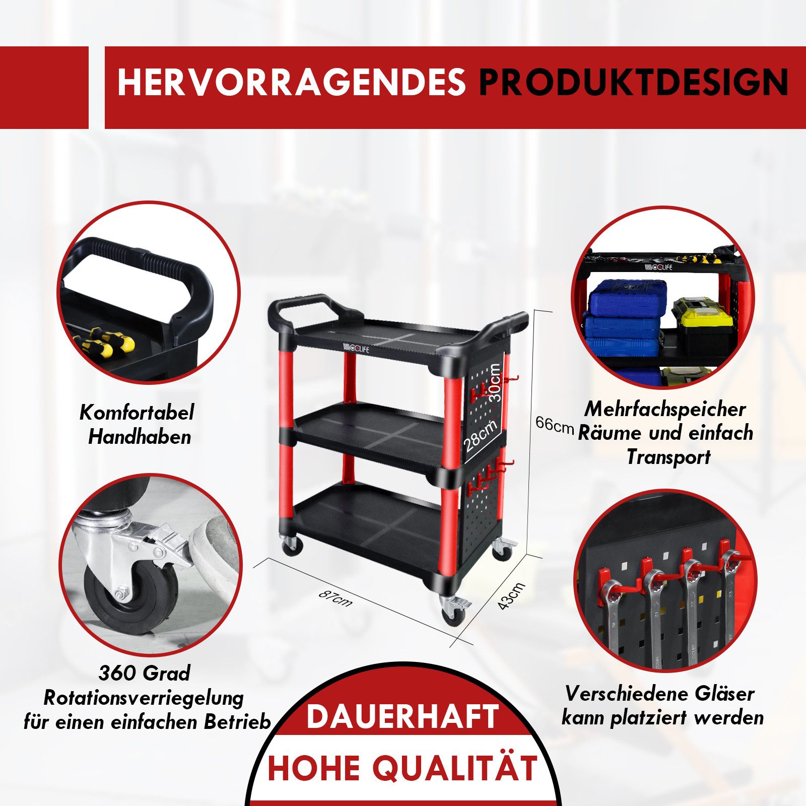 CCLIFE Werkstattwagen Werkstattwagen Werkstatt Rollwagen Montagewagen 87x43 günstig online kaufen