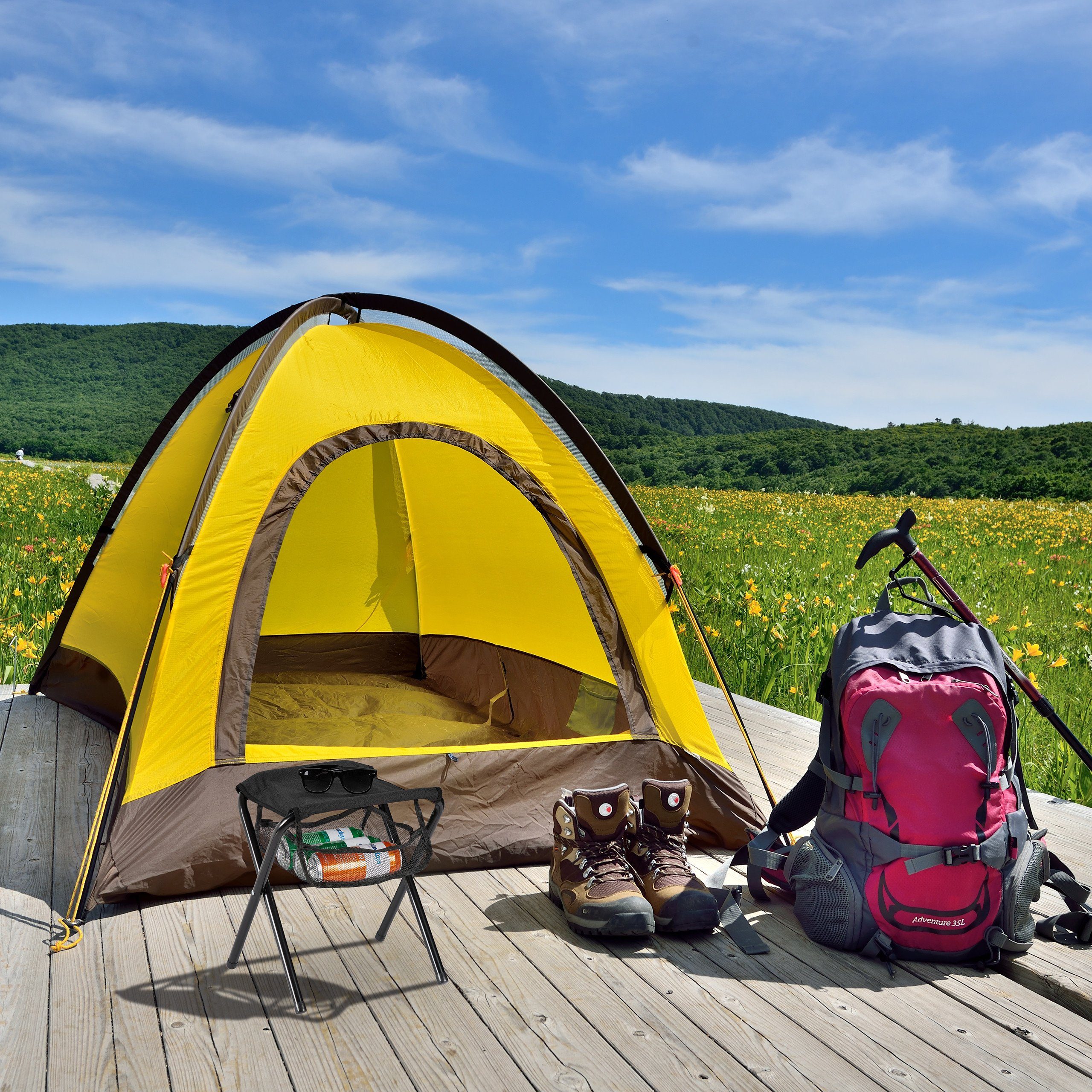 relaxdays Campinghocker Schwarzer Klapphocker bis 120 günstig online kaufen