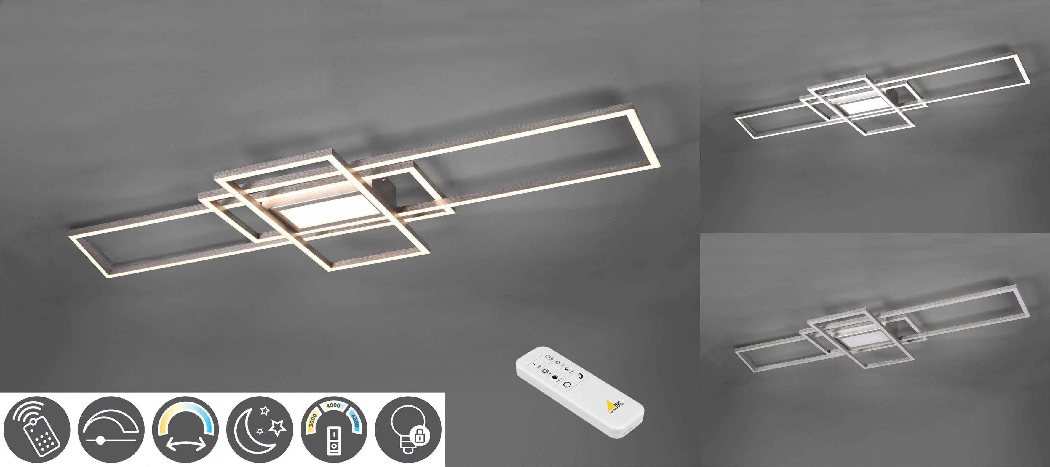 Fernbedienung, nickelfarben integriert, LED inkl. 6500K MILA, LED - Deckenleuchte Deckenlampe TRIO 3000 Farbwechsler, dimmbar, fest Leuchten