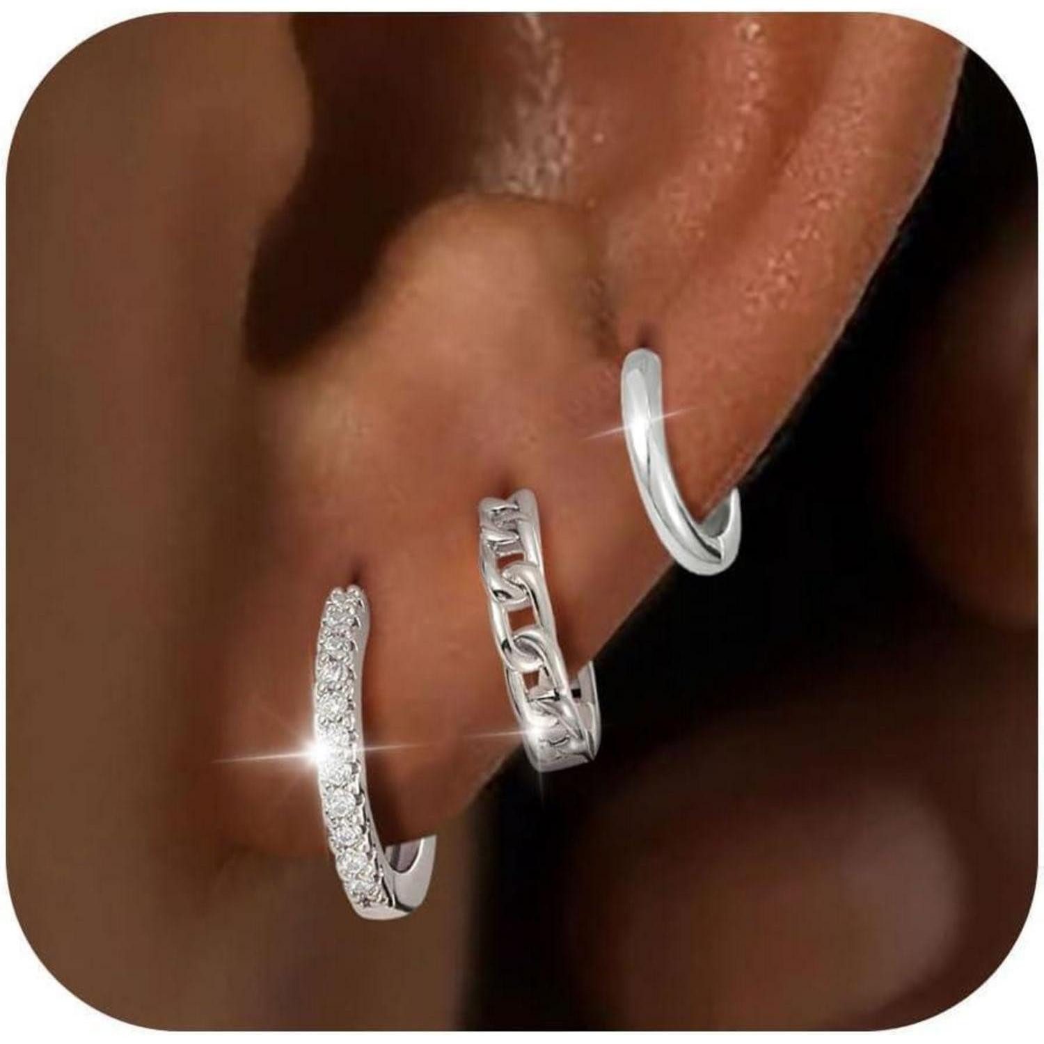 LuxusKollektion Schmuckset Creolen Ohrringe Silber 925 vergoldet 14K Damen günstig online kaufen