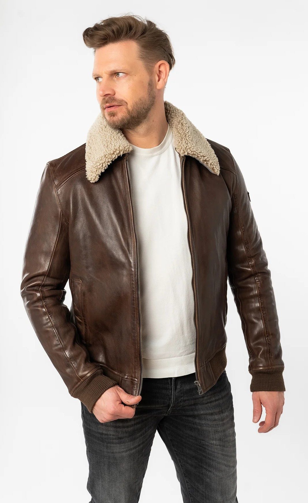 Mauritius Lederjacke MMBrovig aus Lammleder gefüttert günstig online kaufen