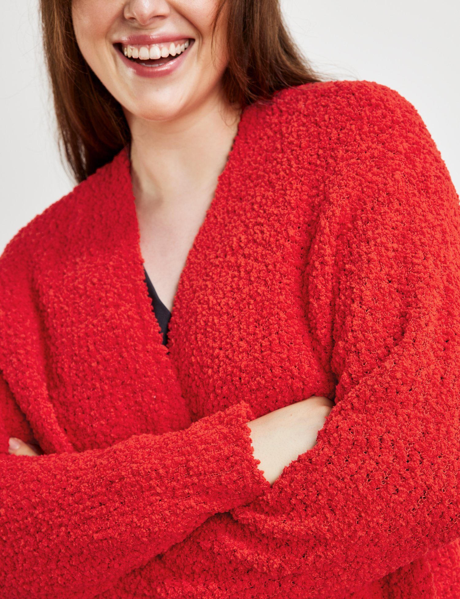 Samoon Cardigan Langer kuscheligem Power Cardigan Strick Red aus