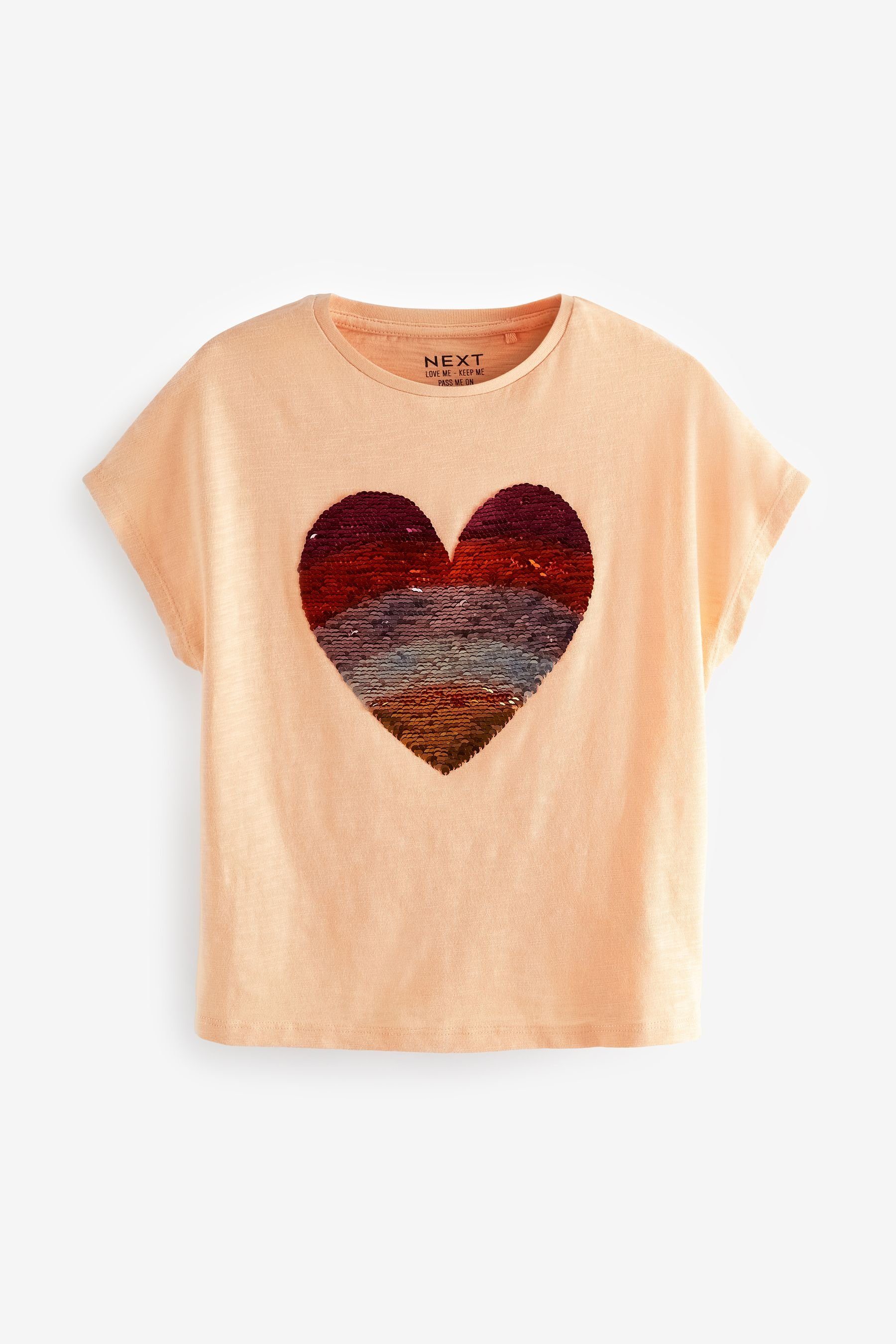 Orange T-Shirt Paillettenherz mit Next Apricot T-Shirt (1-tlg)